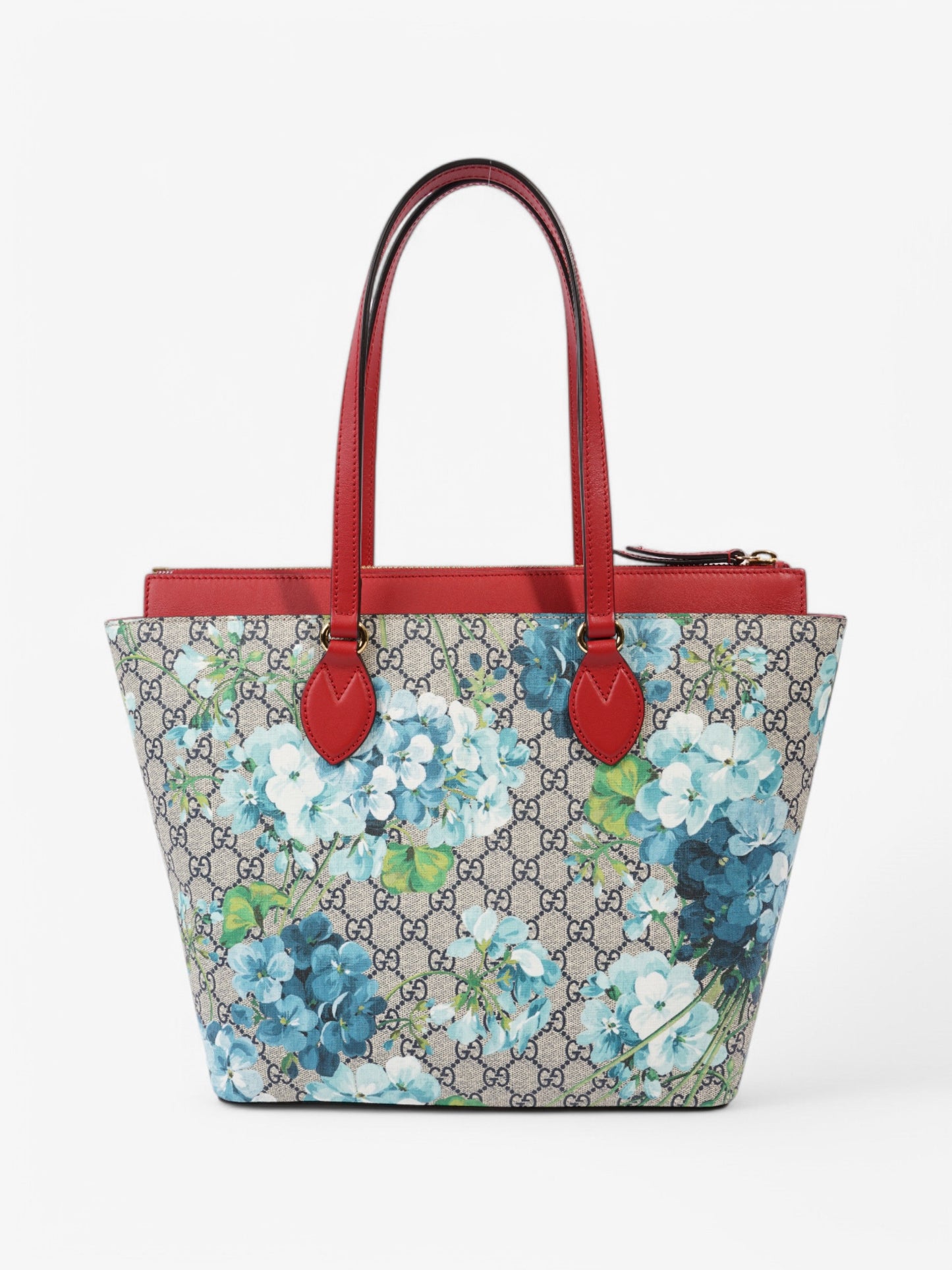 Gucci Linea A Zip Tote GG Supreme / GG Bloom / Red Coated Canvas Medium
