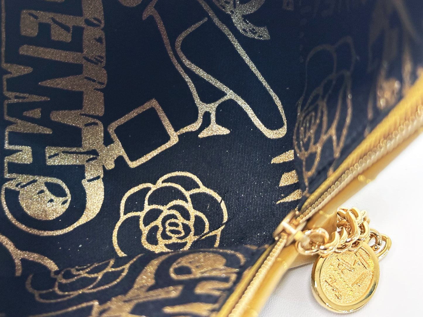 Chanel Gold Pyramid Leather Clutch Golden 2831 holo