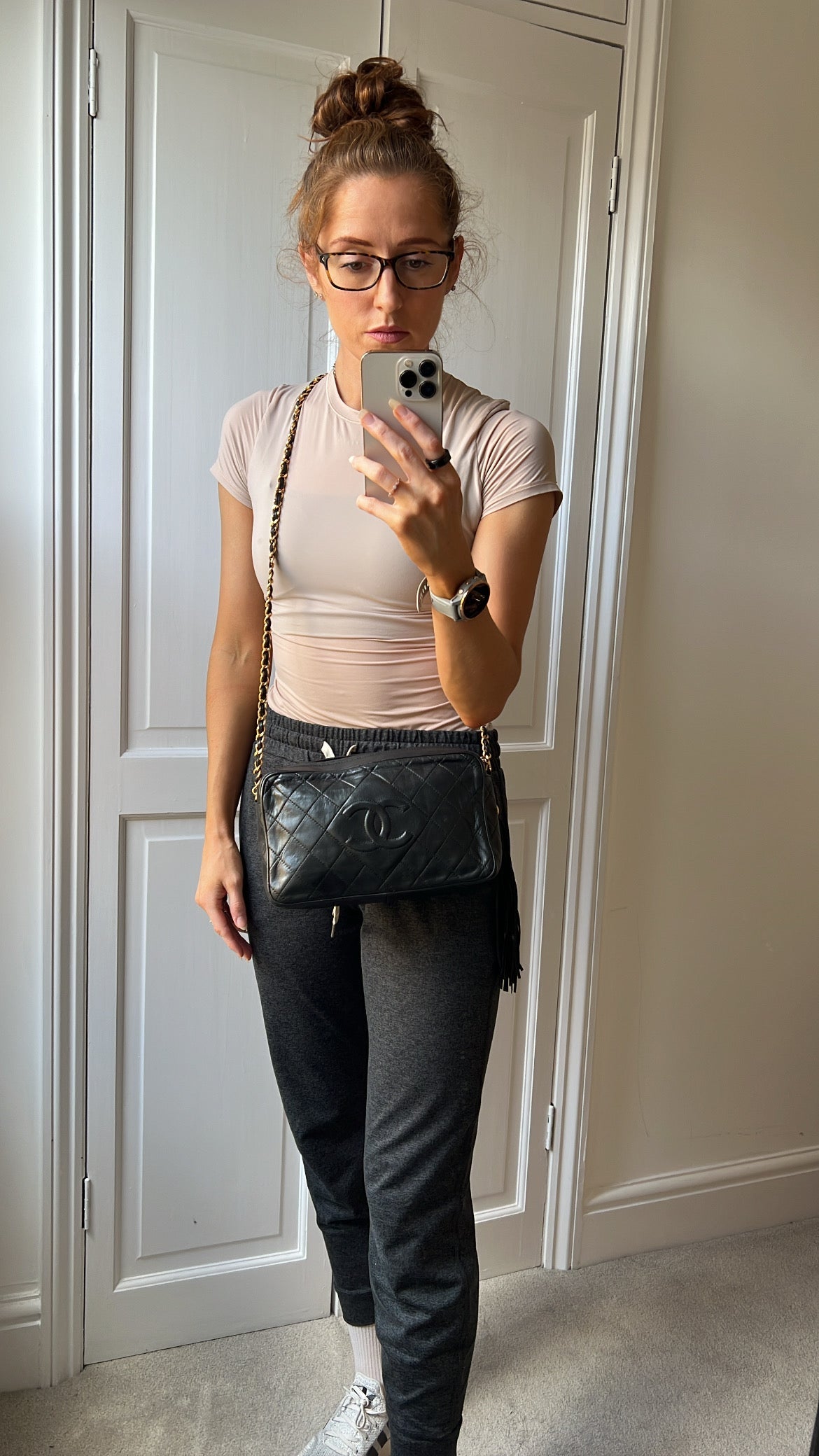 Chanel Vintage Black Lambskin Camera Bag with 24k Gold Hardware