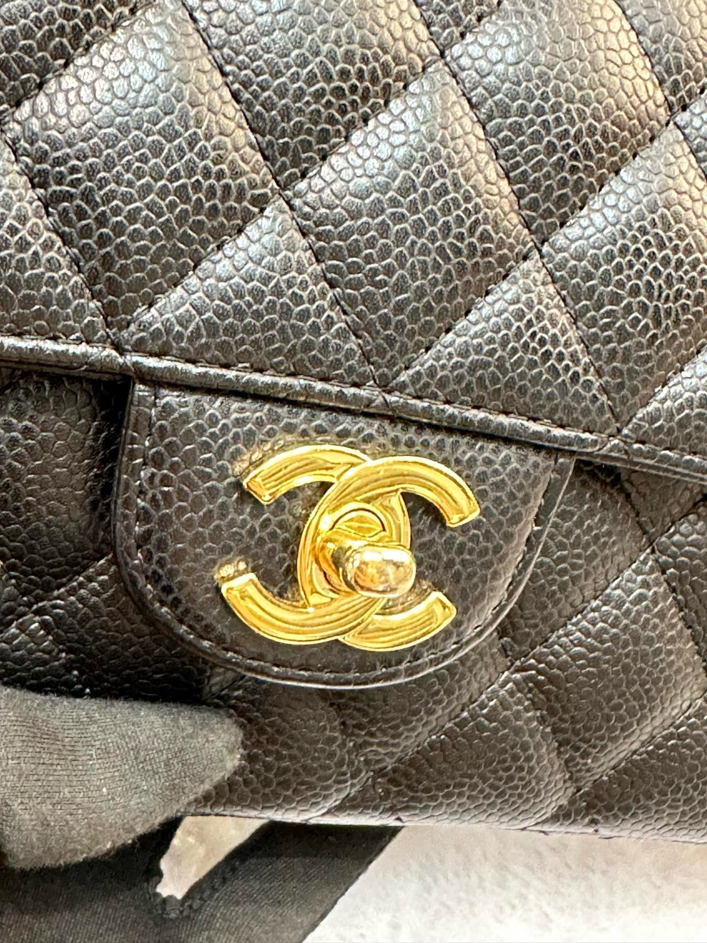 Chanel Caviar East West Flap Bag Black GHW holo 1304 db