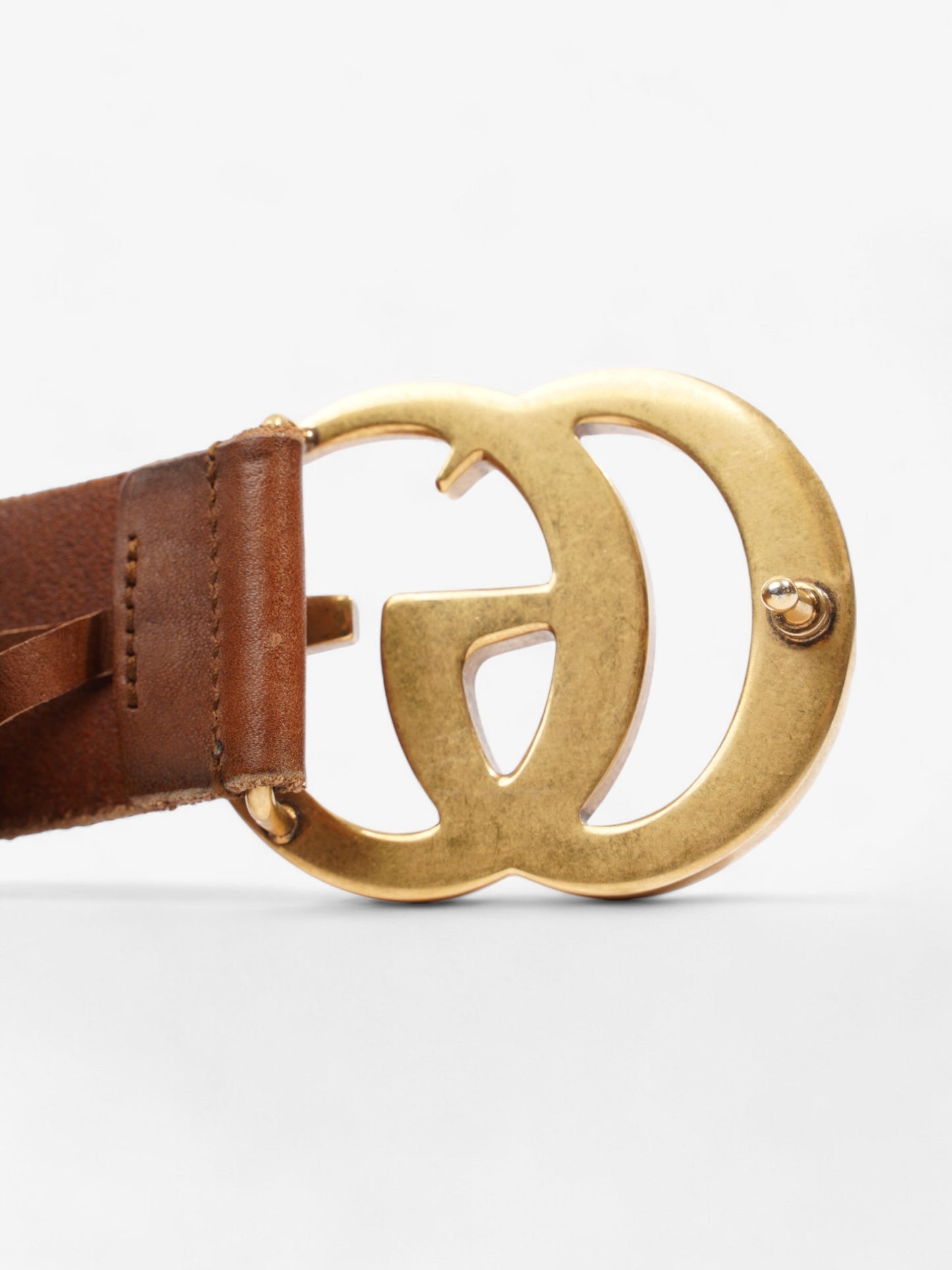 Gucci GG Marmont Wide Belt Brown / Gold Leather 85cm / 34"