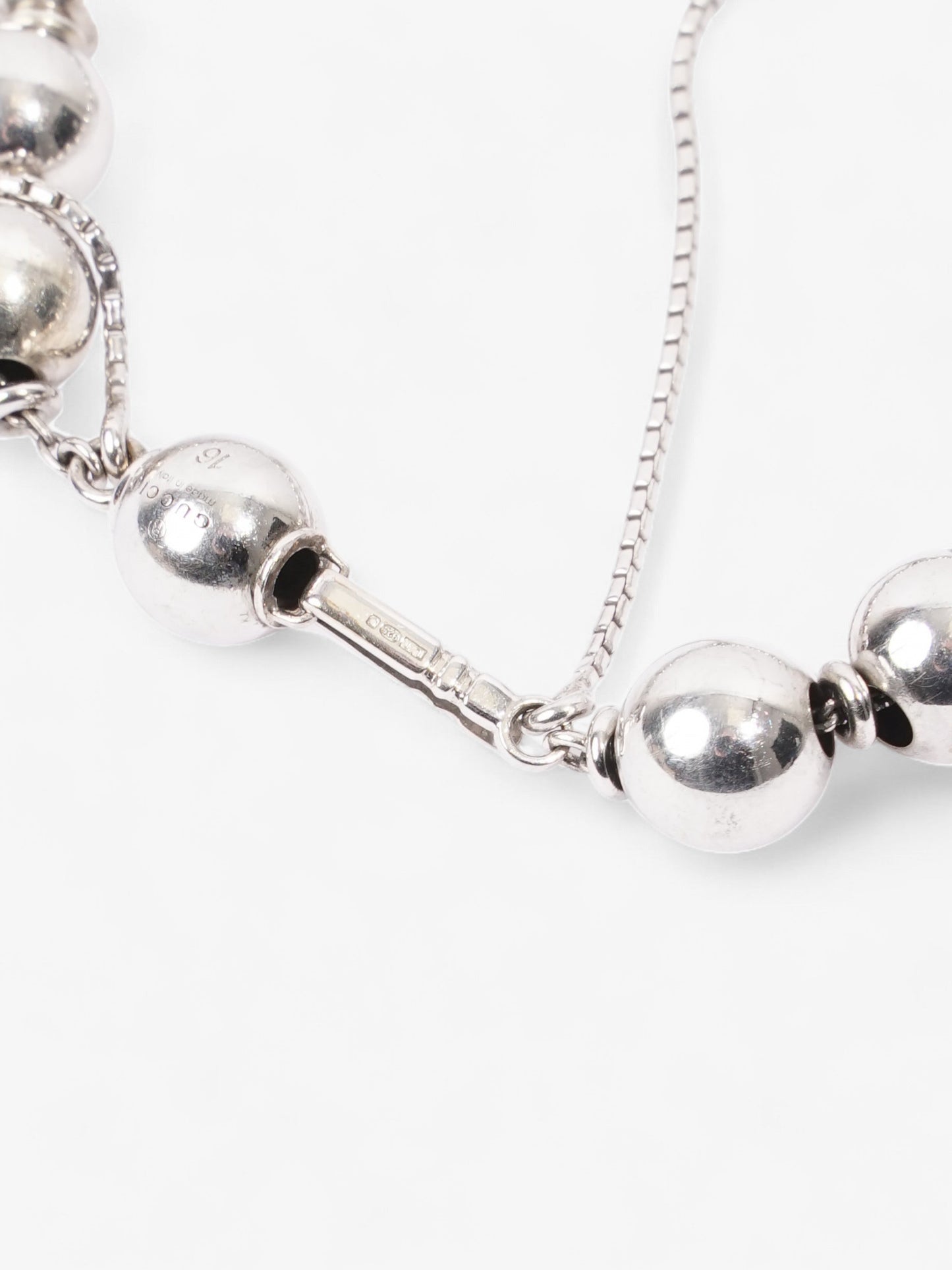 Gucci Beaded Bracelet Silver Silver Sterling 16