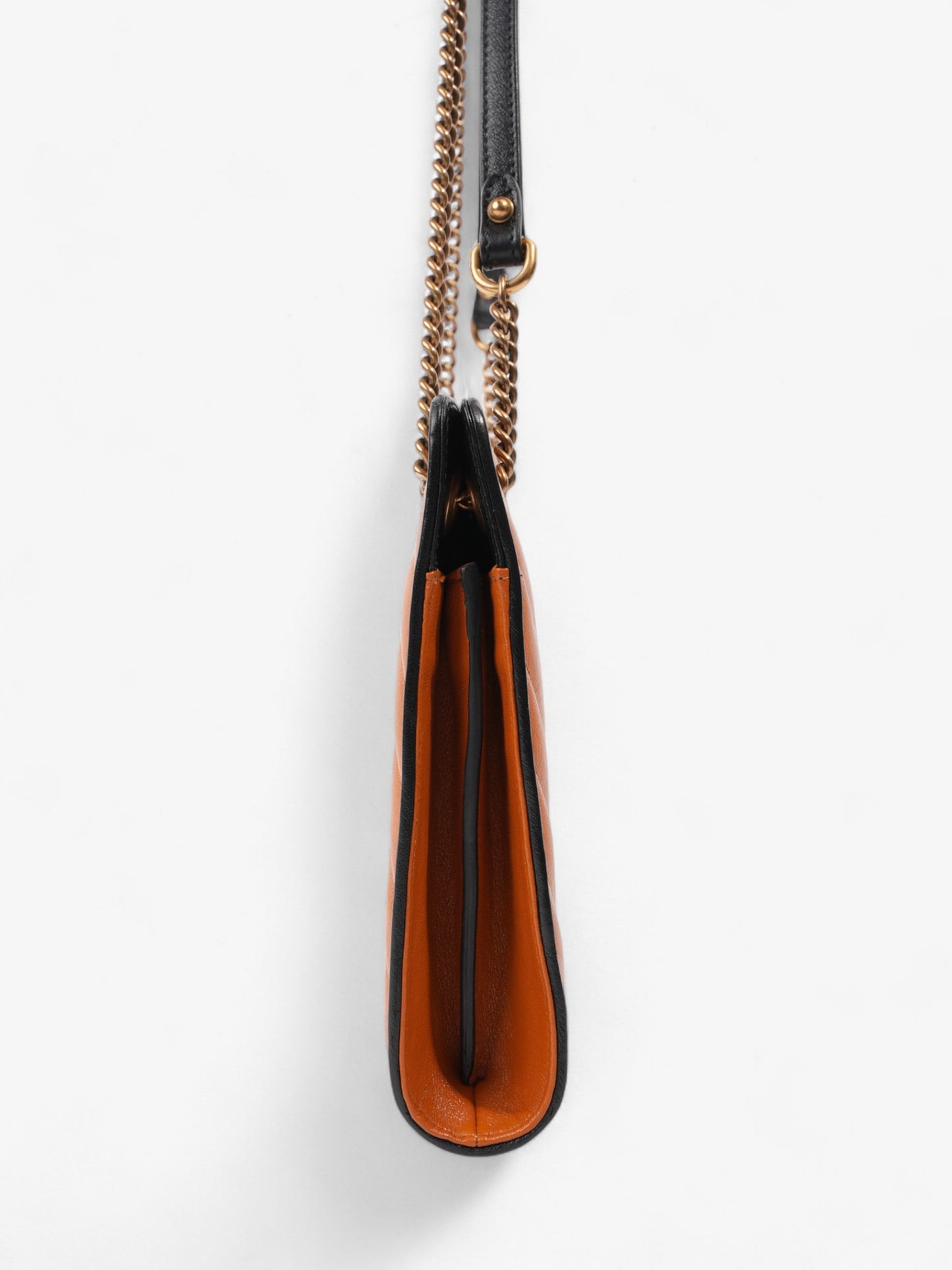 Gucci GG Marmont Accordion Shoulder Bag Orange / Black Matelasse Leather Medium