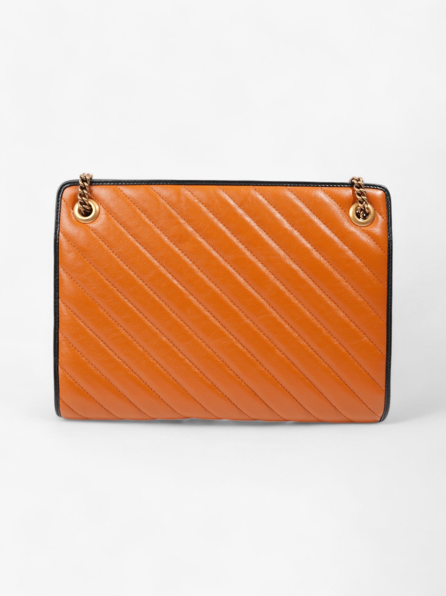 Gucci GG Marmont Accordion Shoulder Bag Orange / Black Matelasse Leather Medium