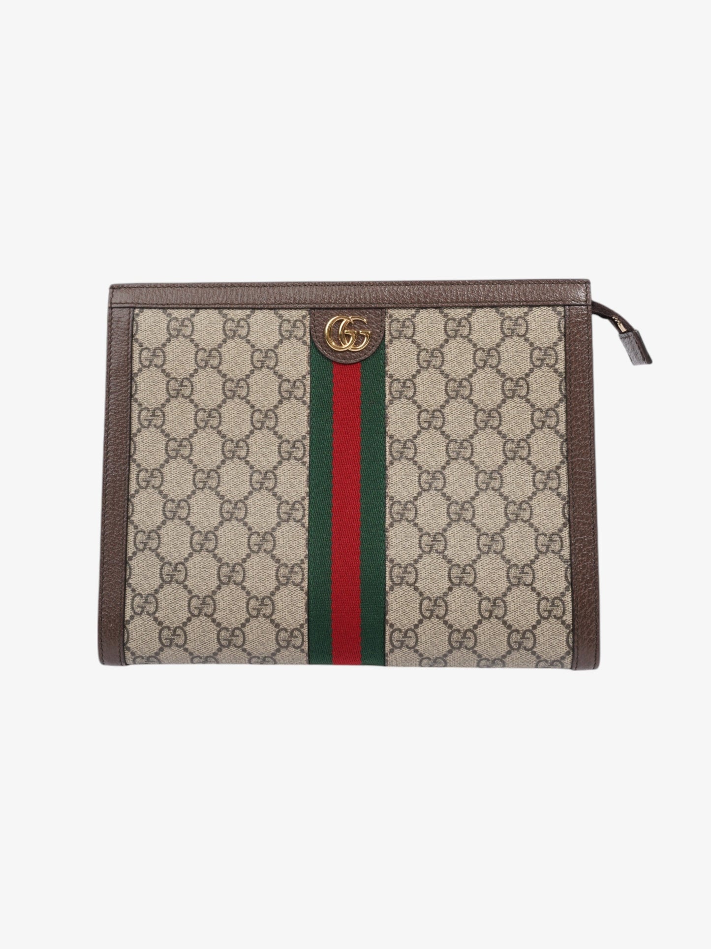 Gucci Ophidia Pouch Beige  / Brown / Green Coated Canvas