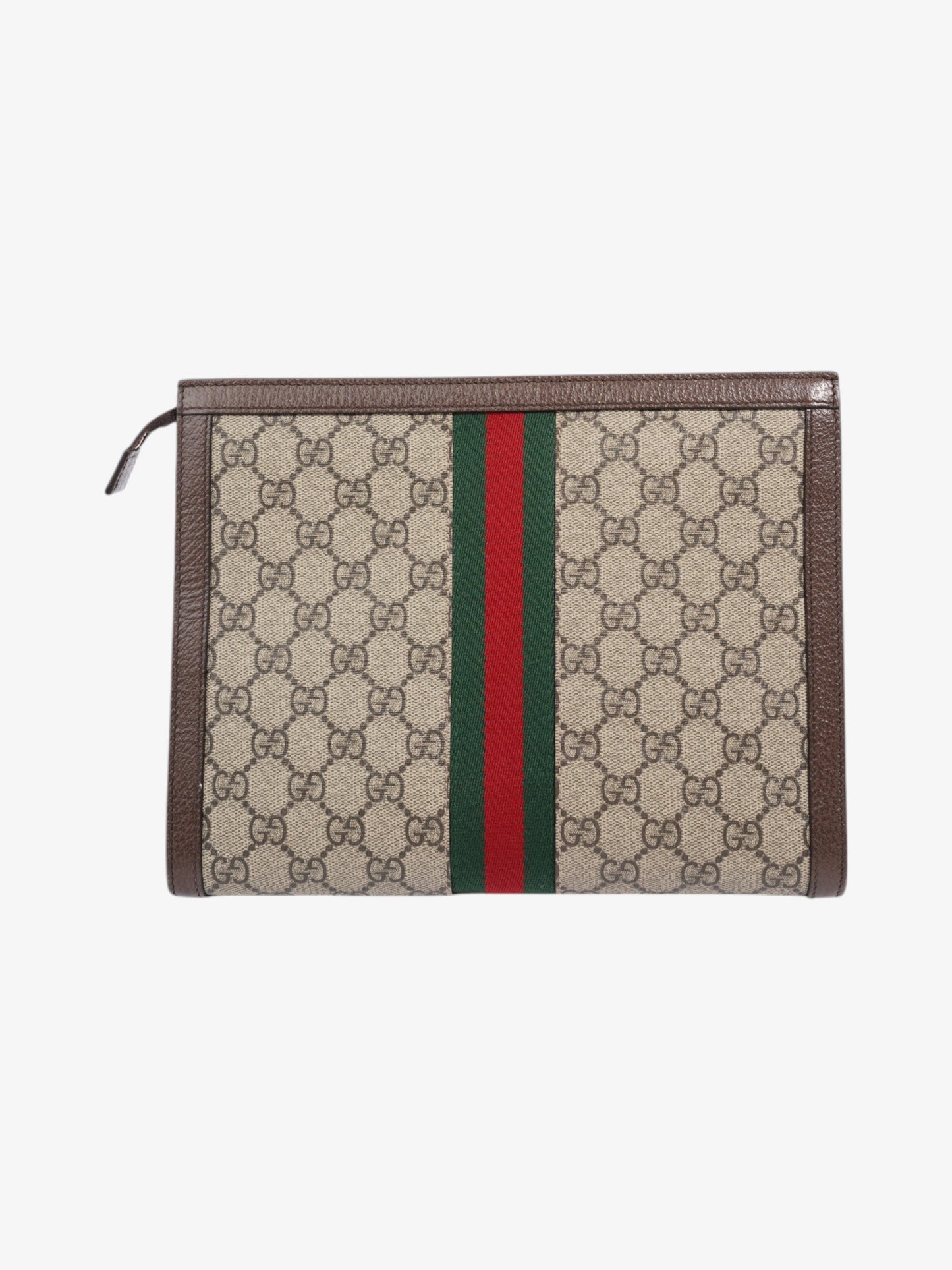 Gucci Ophidia Pouch Beige  / Brown / Green Coated Canvas