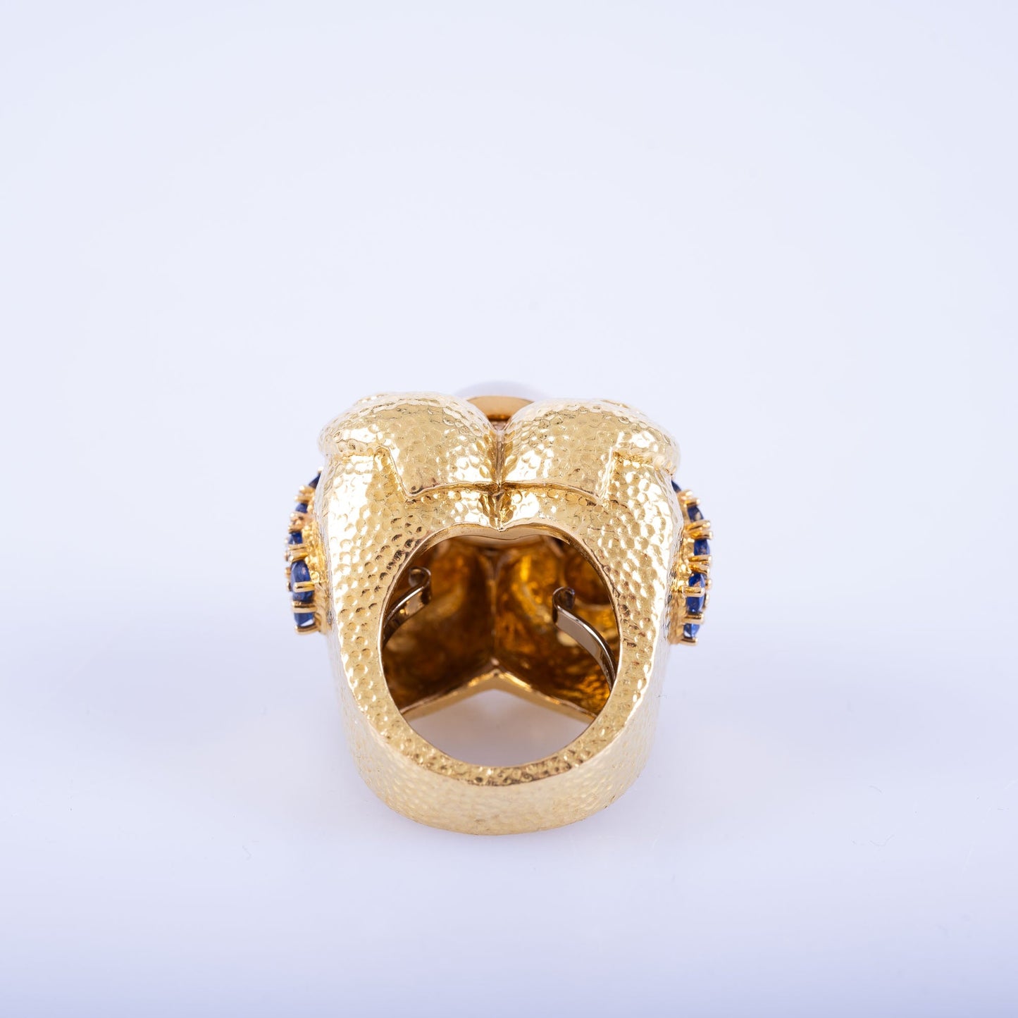 Estate Jewelry David Webb Moonstone with Sapphire Gold Ring