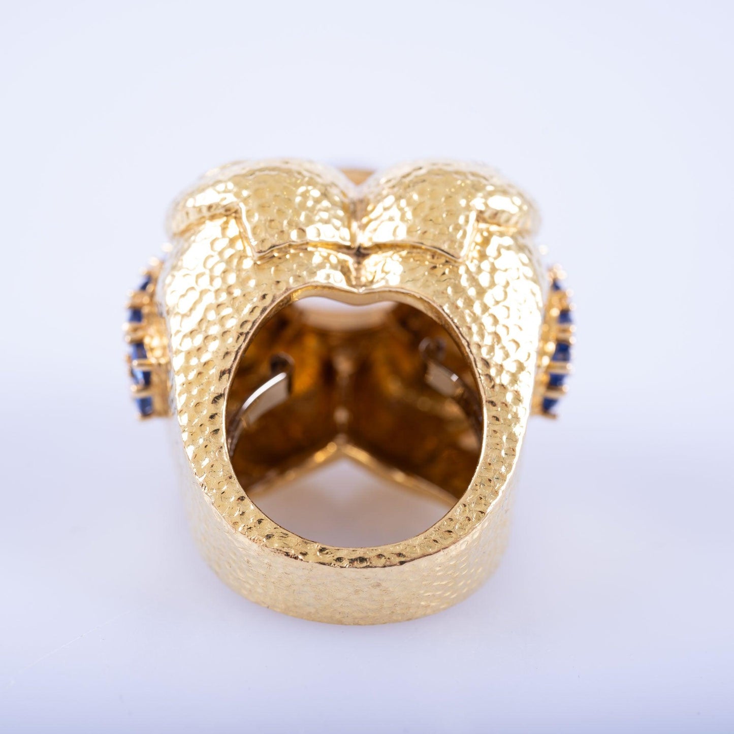 Estate Jewelry David Webb Moonstone with Sapphire Gold Ring