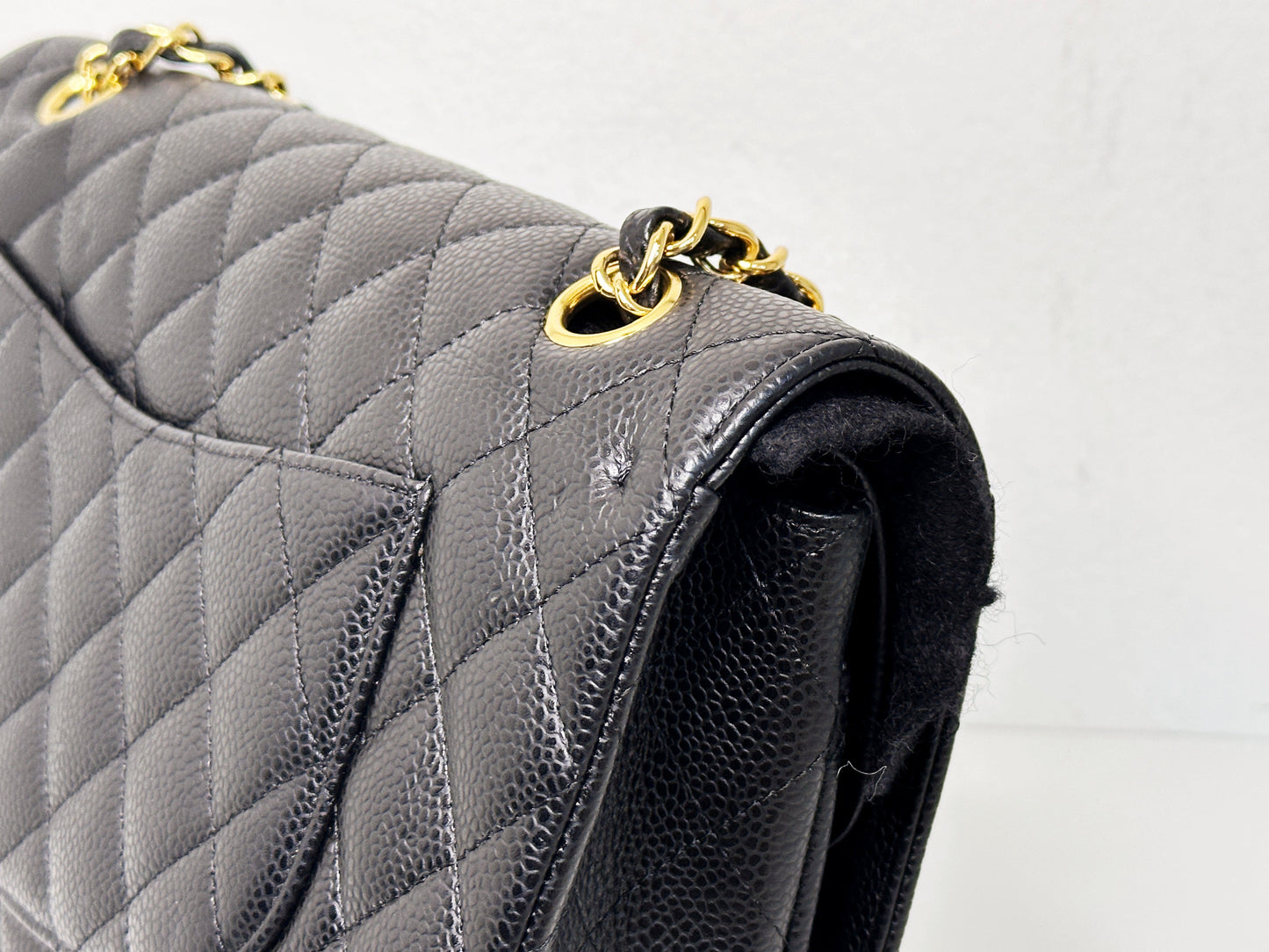 CHANEL Classic Double Flap Medium Shoulder Bag Black Caviar 24k GHW 1125 holo card