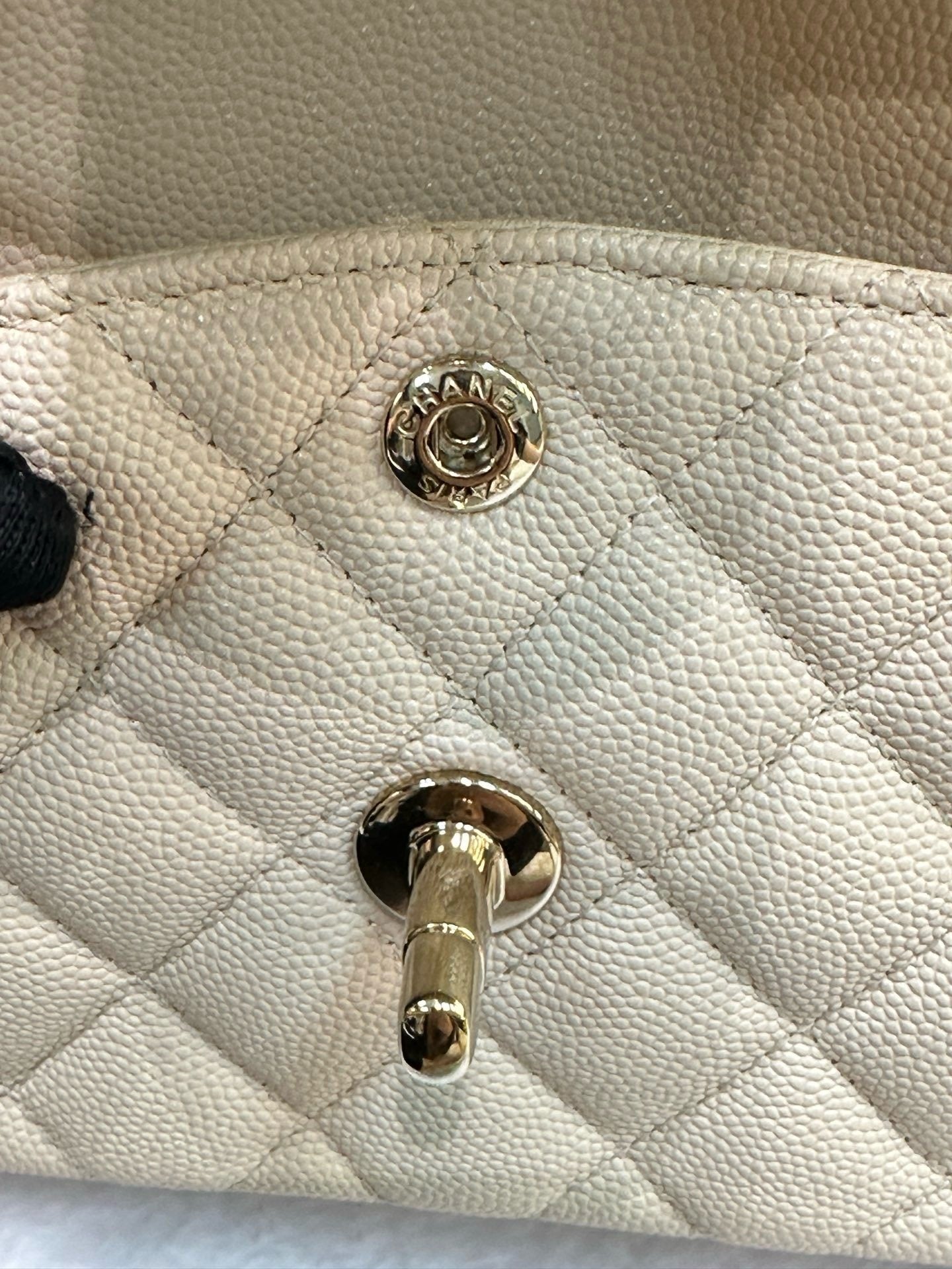 Chanel Small Classic Quilted Double Flap Ivory Light Beige 20C LGHW