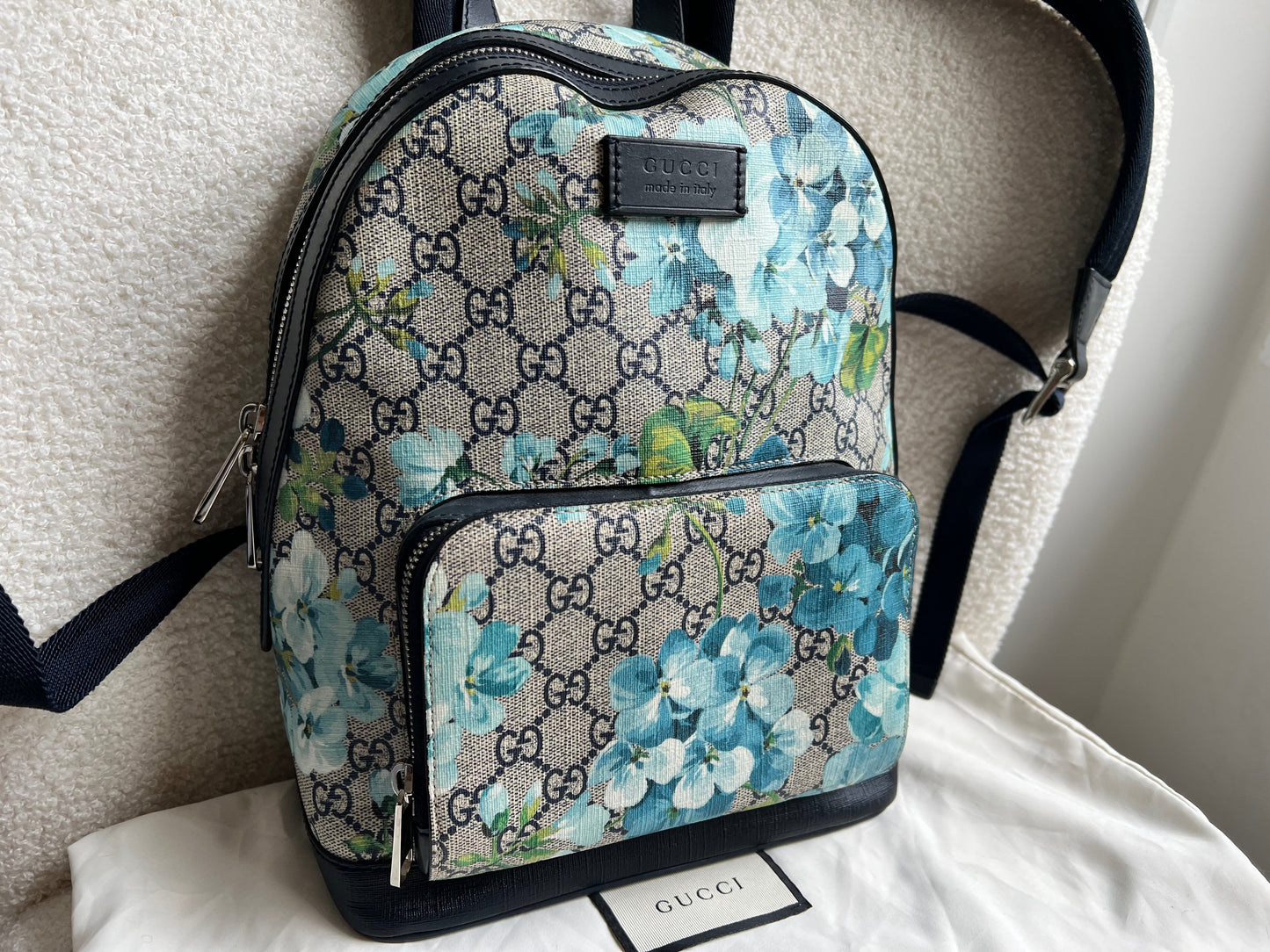 Gucci Supreme Blue Blooms Small Backpack