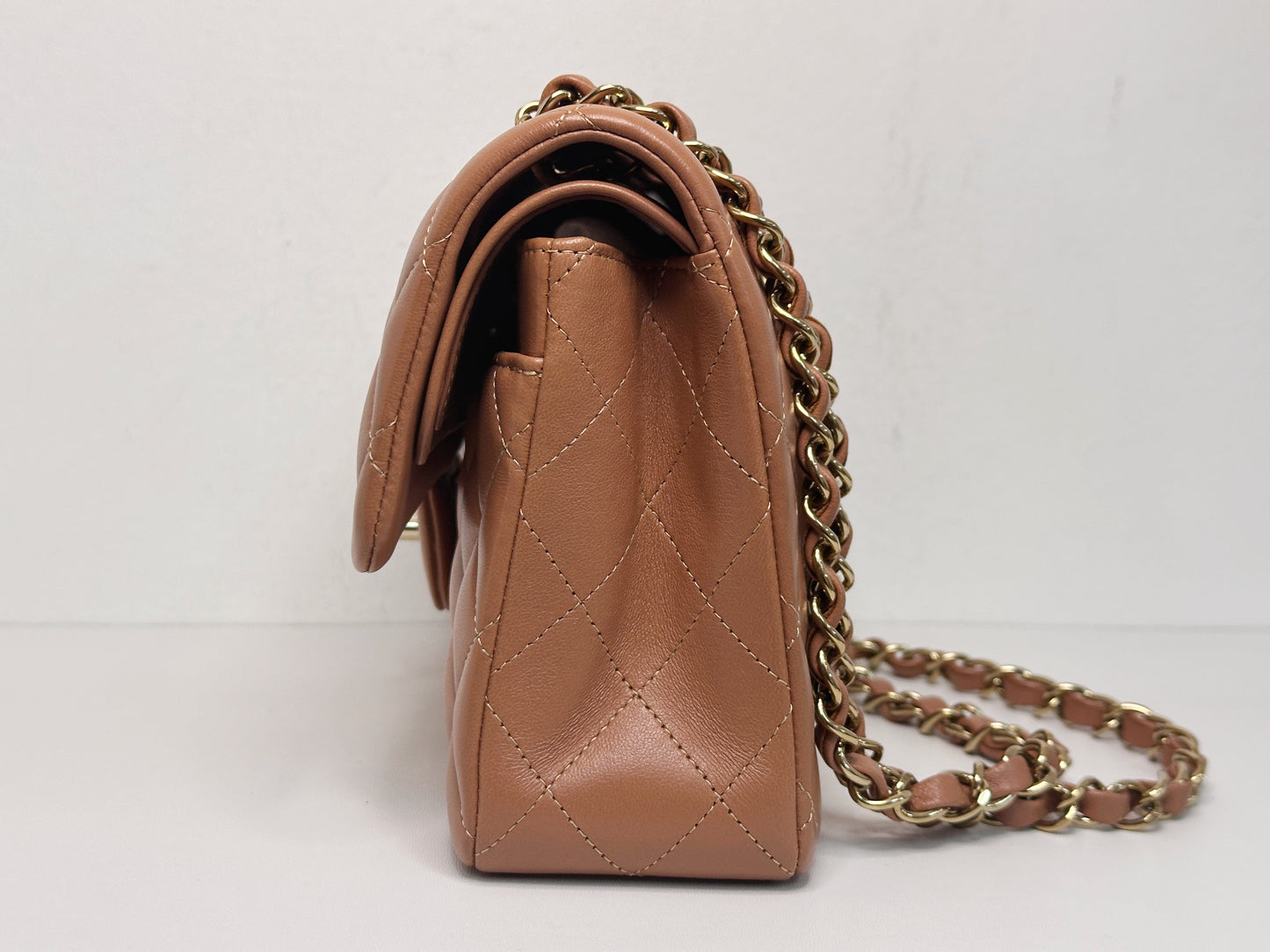 Chanel Small Lambskin Classic Double Flap Bag Dark Beige LGHW