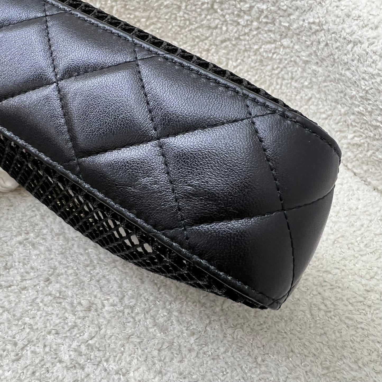 Chanel 25S Clutch on Chain in Black Mesh and LGHW