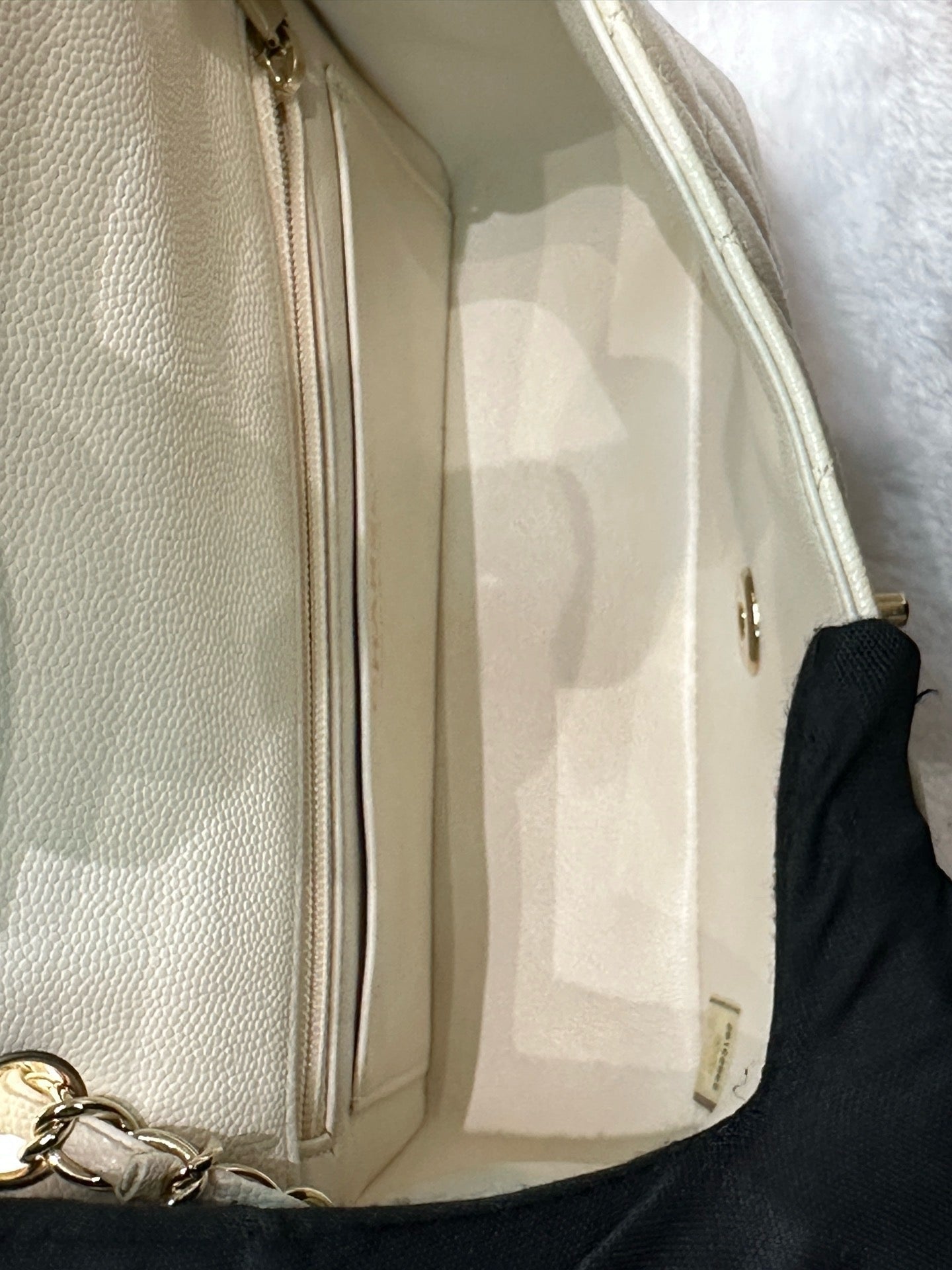 Chanel Mini Rectangle Caviar Ivory 17C GHW