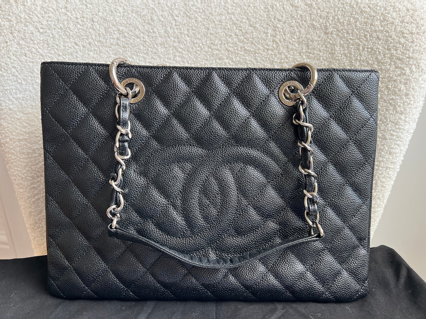 Chanel Black Caviar Grand Shopper Tote (GST) Silver Hardware