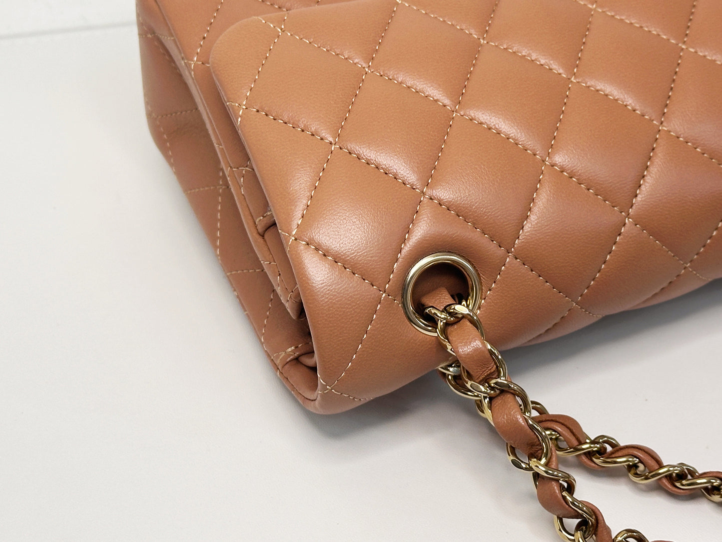 Chanel Small Lambskin Classic Double Flap Bag Dark Beige LGHW