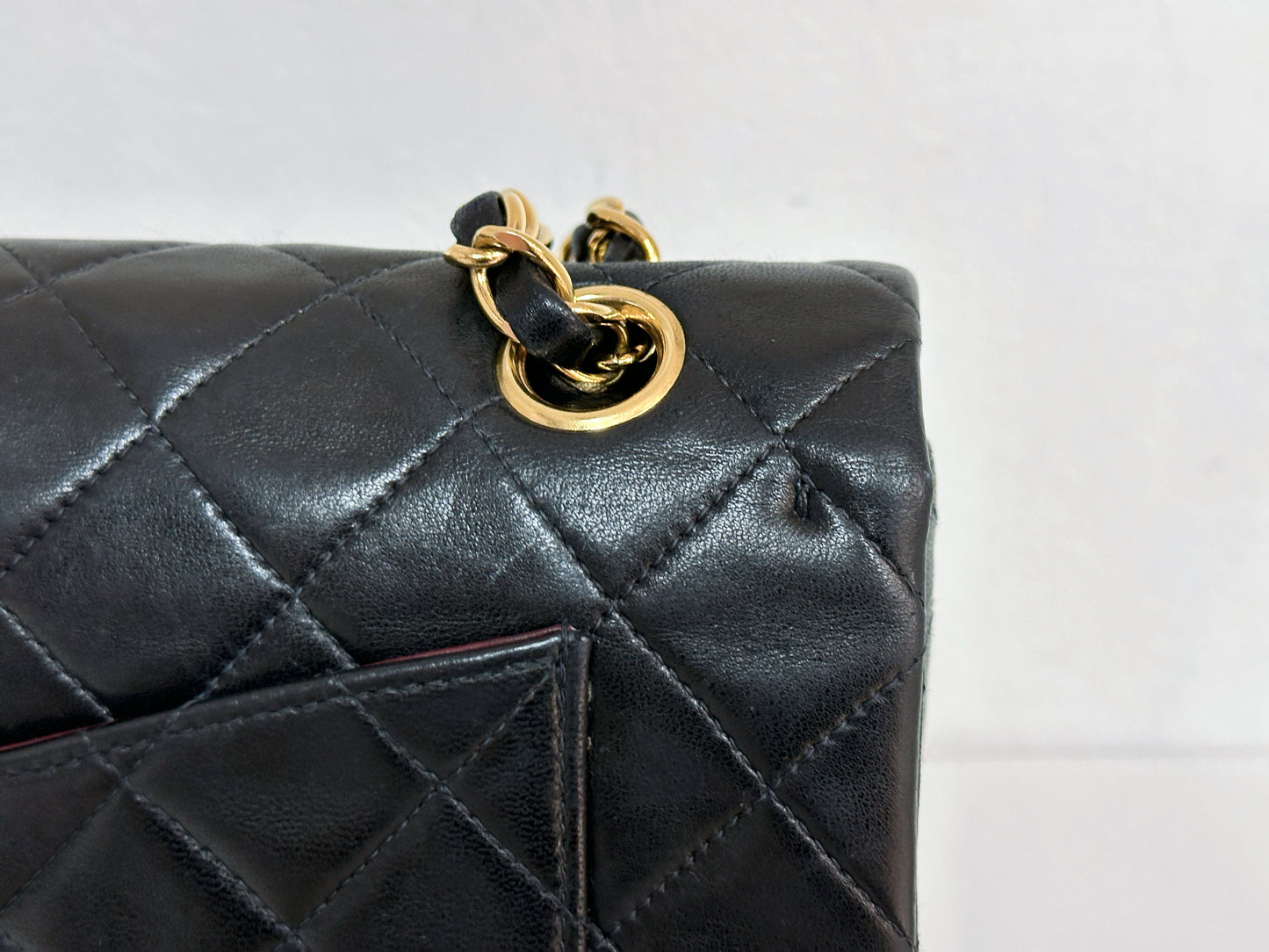 Chanel Vintage Black Quilted Lambskin Small Classic Double Flap Bag 4591 holo card