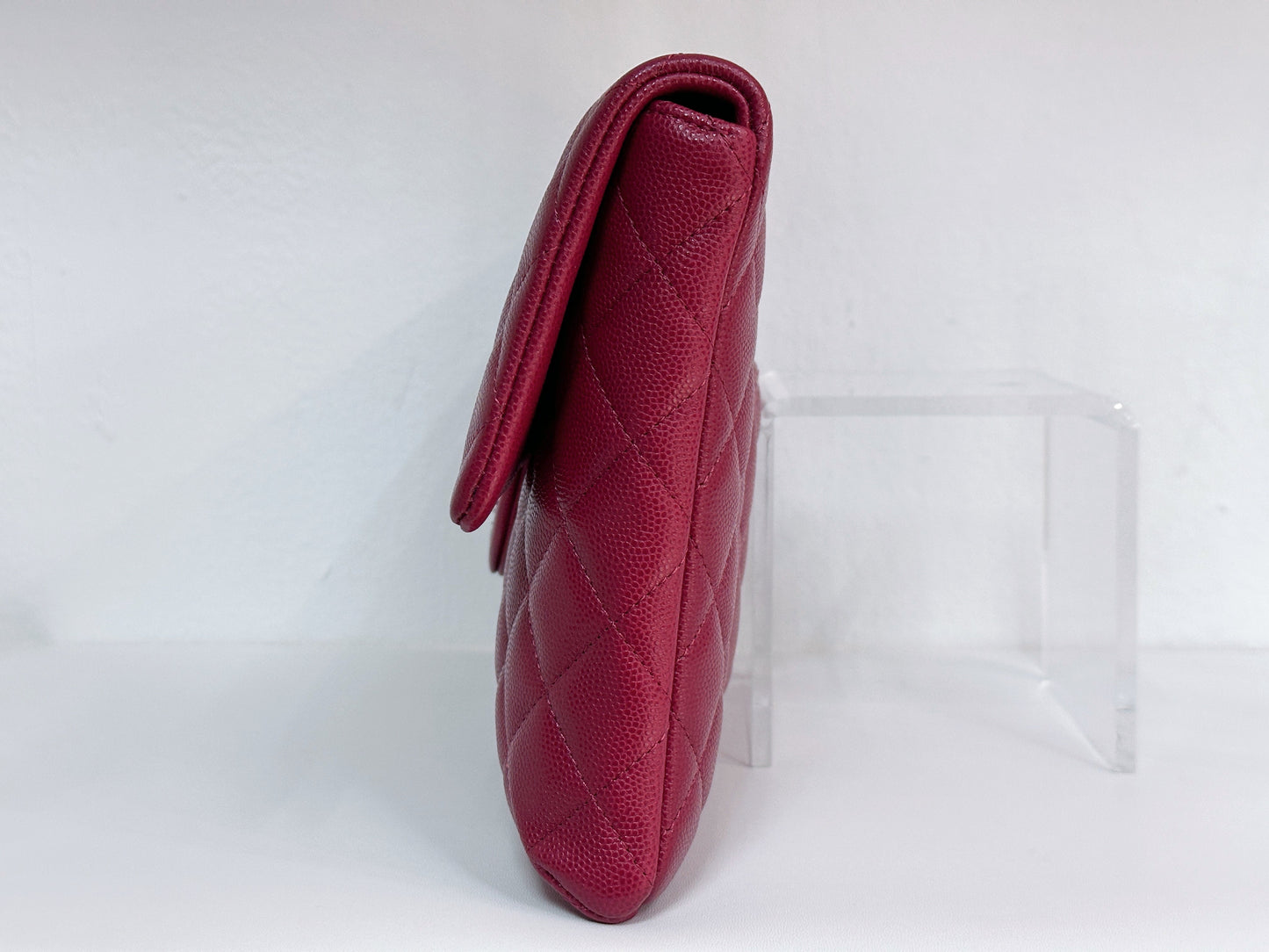 Chanel Flap Clutch Bag Red Caviar SHW 2645 holo card