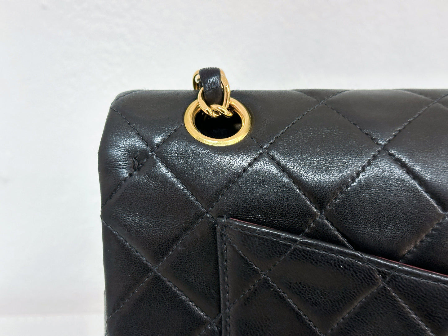 Chanel Vintage Black Quilted Lambskin Small Classic Double Flap Bag 4591 holo card