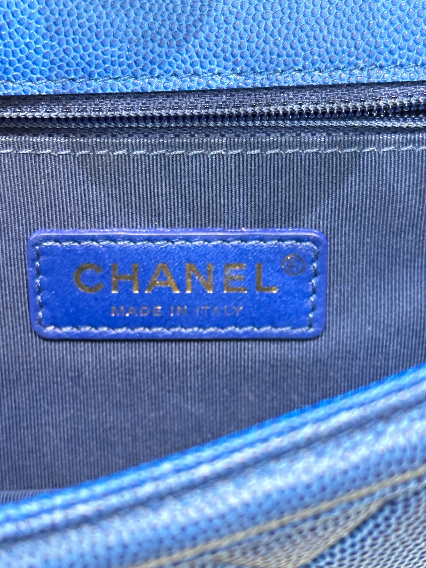 CHANEL Caviar Quilted Small Sunset On The Sea Flap Blue