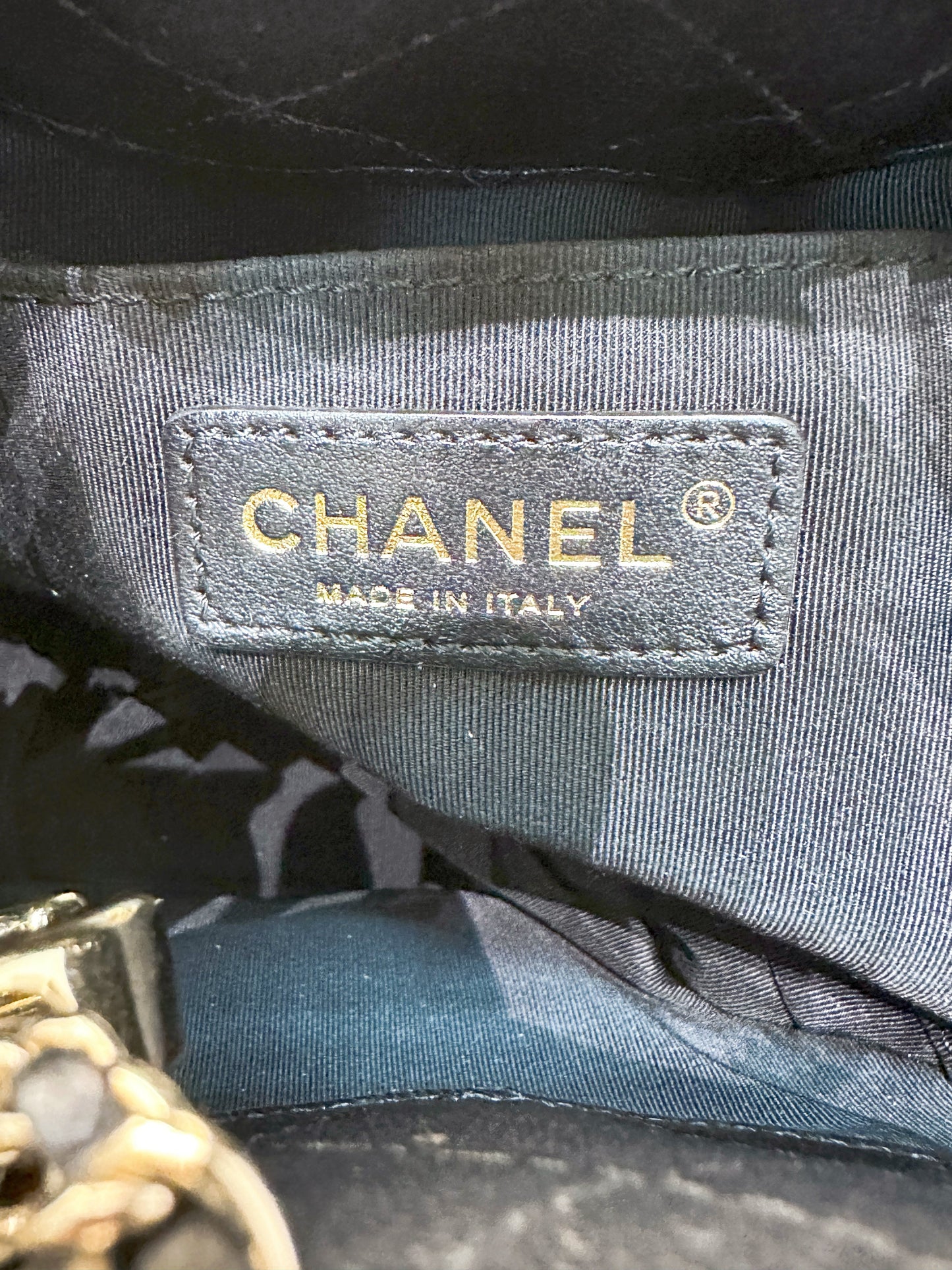 CHANEL Caviar Quilted Rolled Up Bucket Drawstring Bag Black