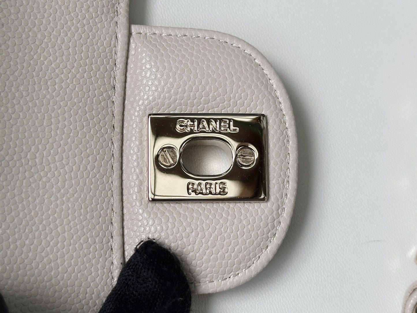 Chanel Mini Rectangle Chevron Blush Hue Light Beige Flap Bag LGHW 2644 holo card