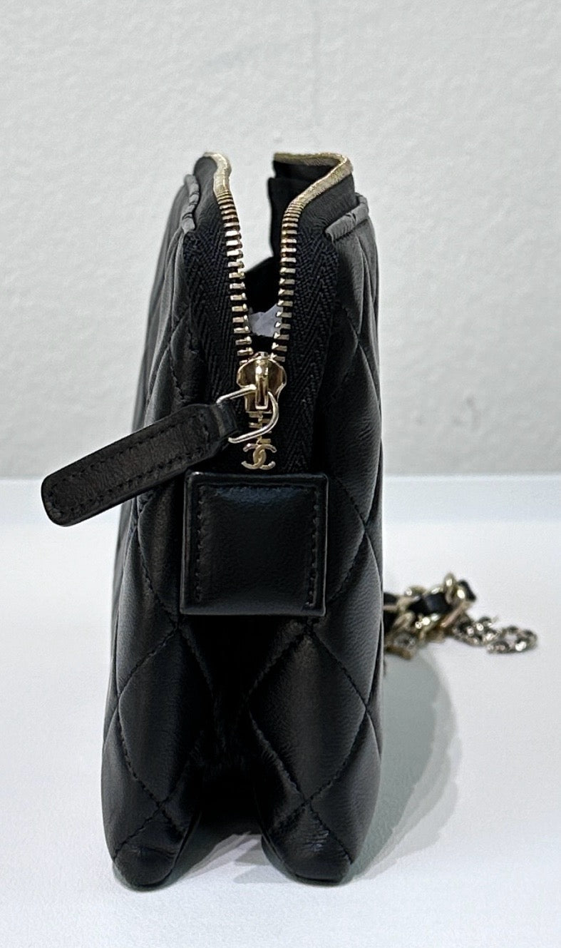 Chanel Coco Charms Quilted Pouch Bag Black