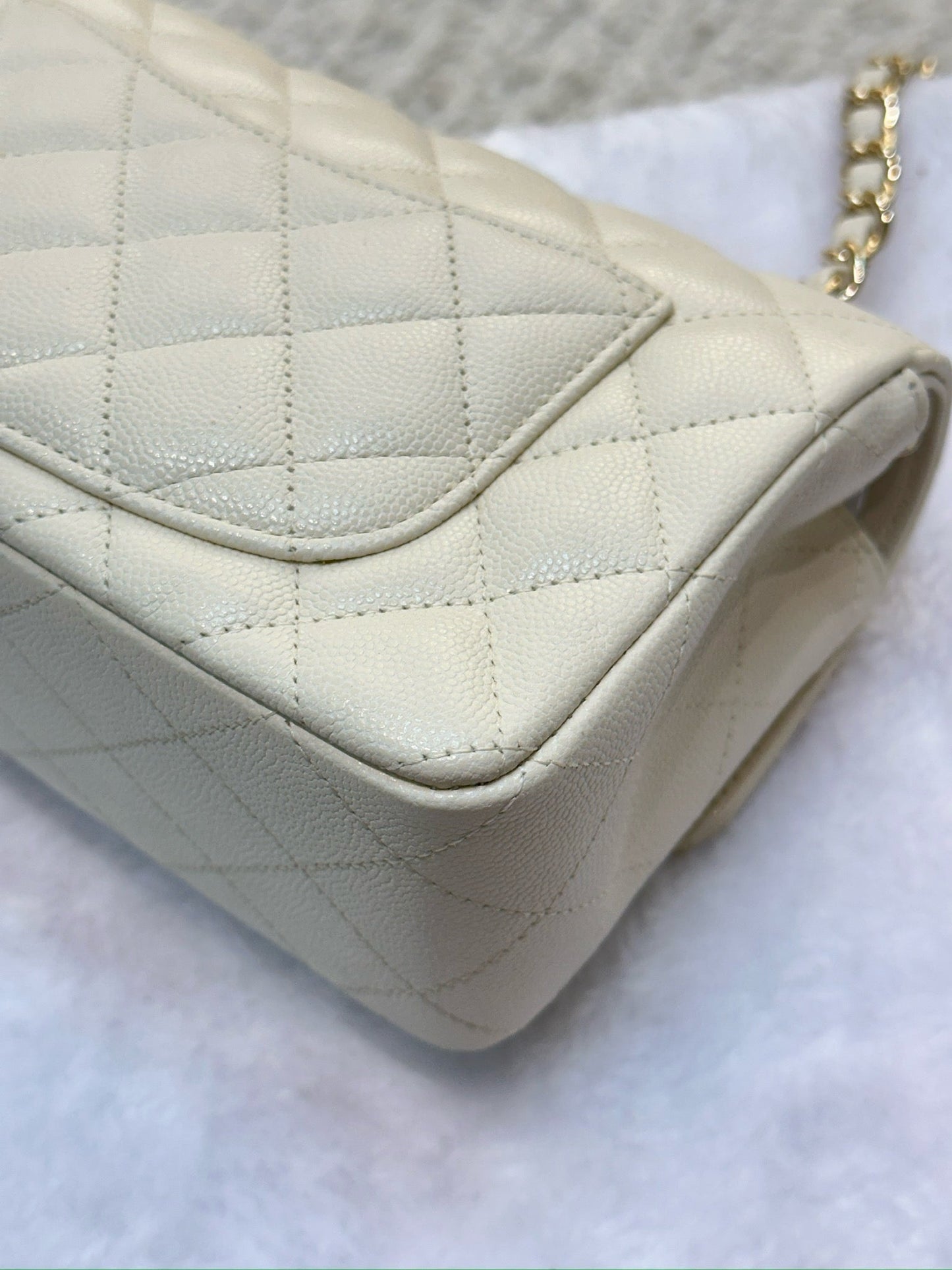 Chanel Mini Rectangle Caviar Ivory 17C GHW