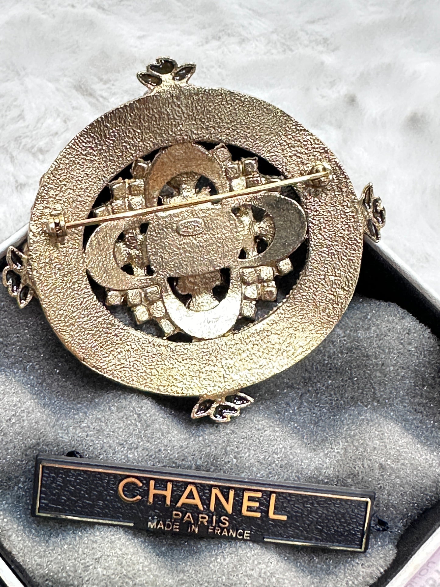 Chanel CC Cross Multi Color Crystal Gold Tone Brooch