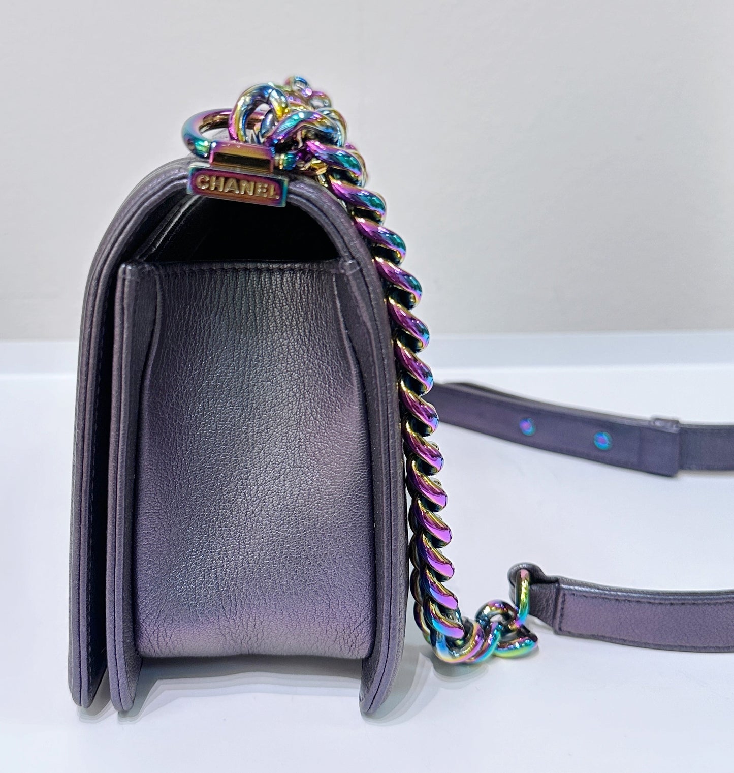 Chanel LeBoy Bag Old Medium Calfskin Purple