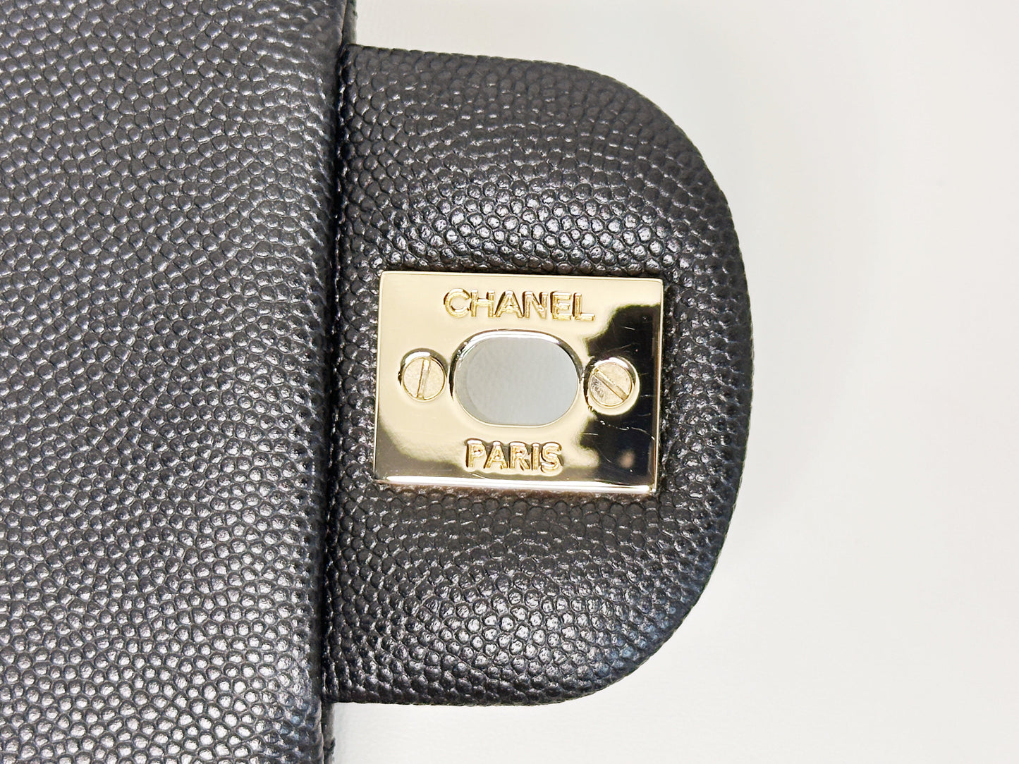Chanel Quilted Caviar Classic Clutch GHW Black 2683 holo card
