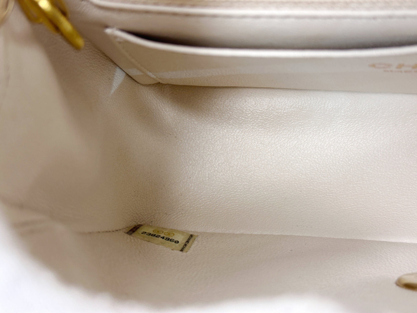 Chanel Mini Rectangular Caviar Classic White GHW 2382 holo card