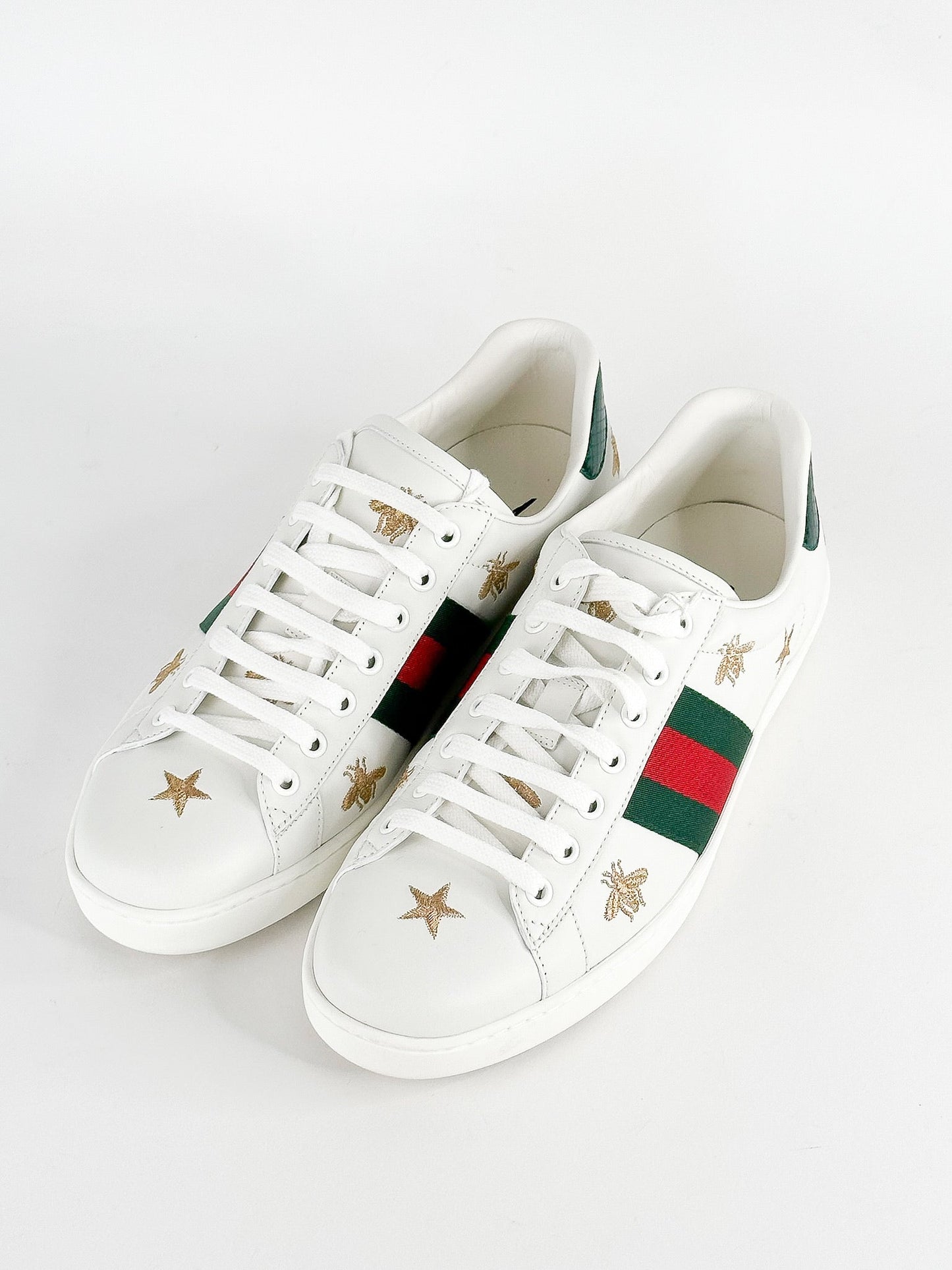Gucci White Bee & Star New Ace Sneakers Size Mens 8.5 / Womens 10.5-11