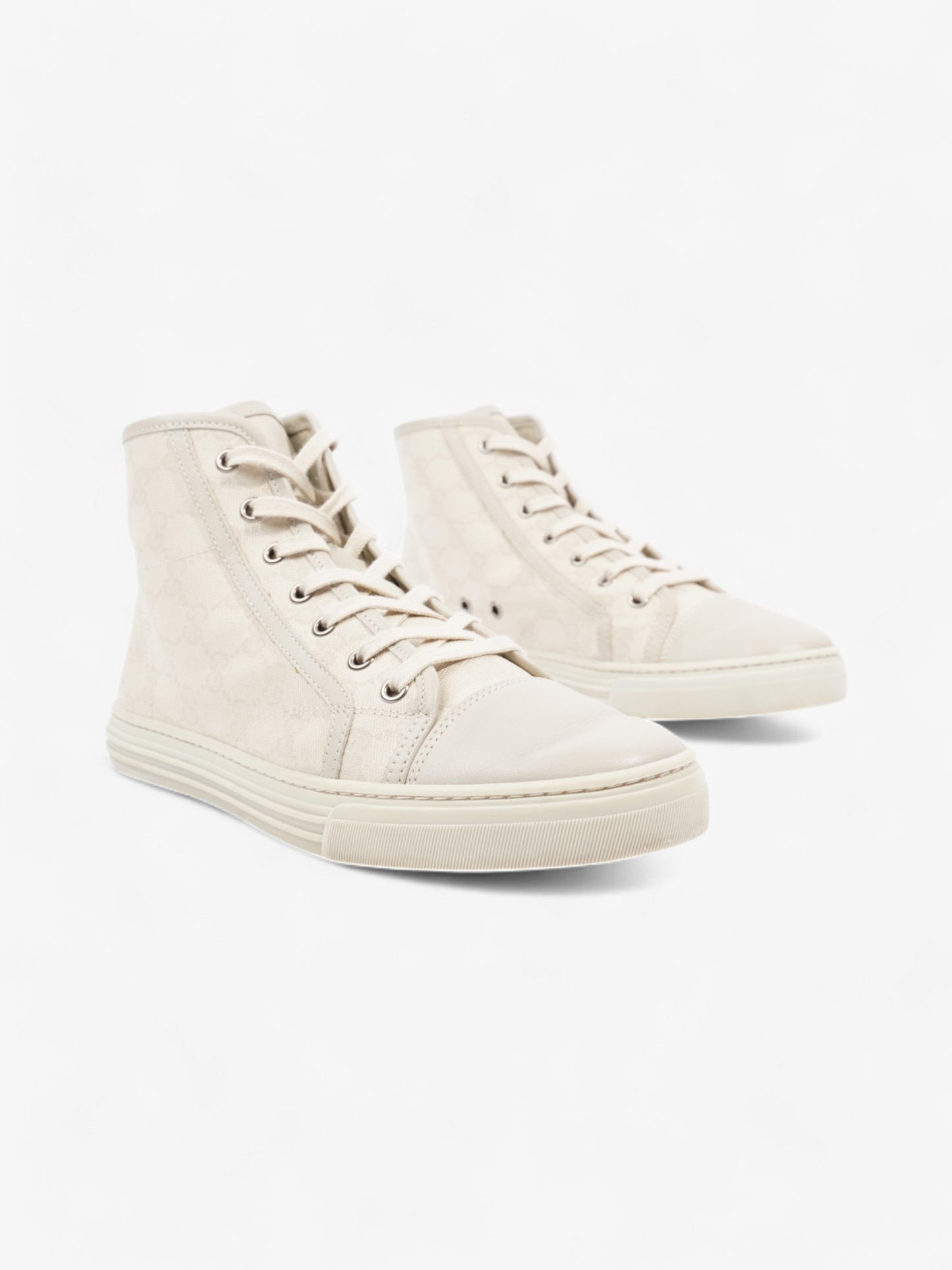 Gucci GG High-Top Sneakers Beige Canvas EU 38.5 UK 5.5