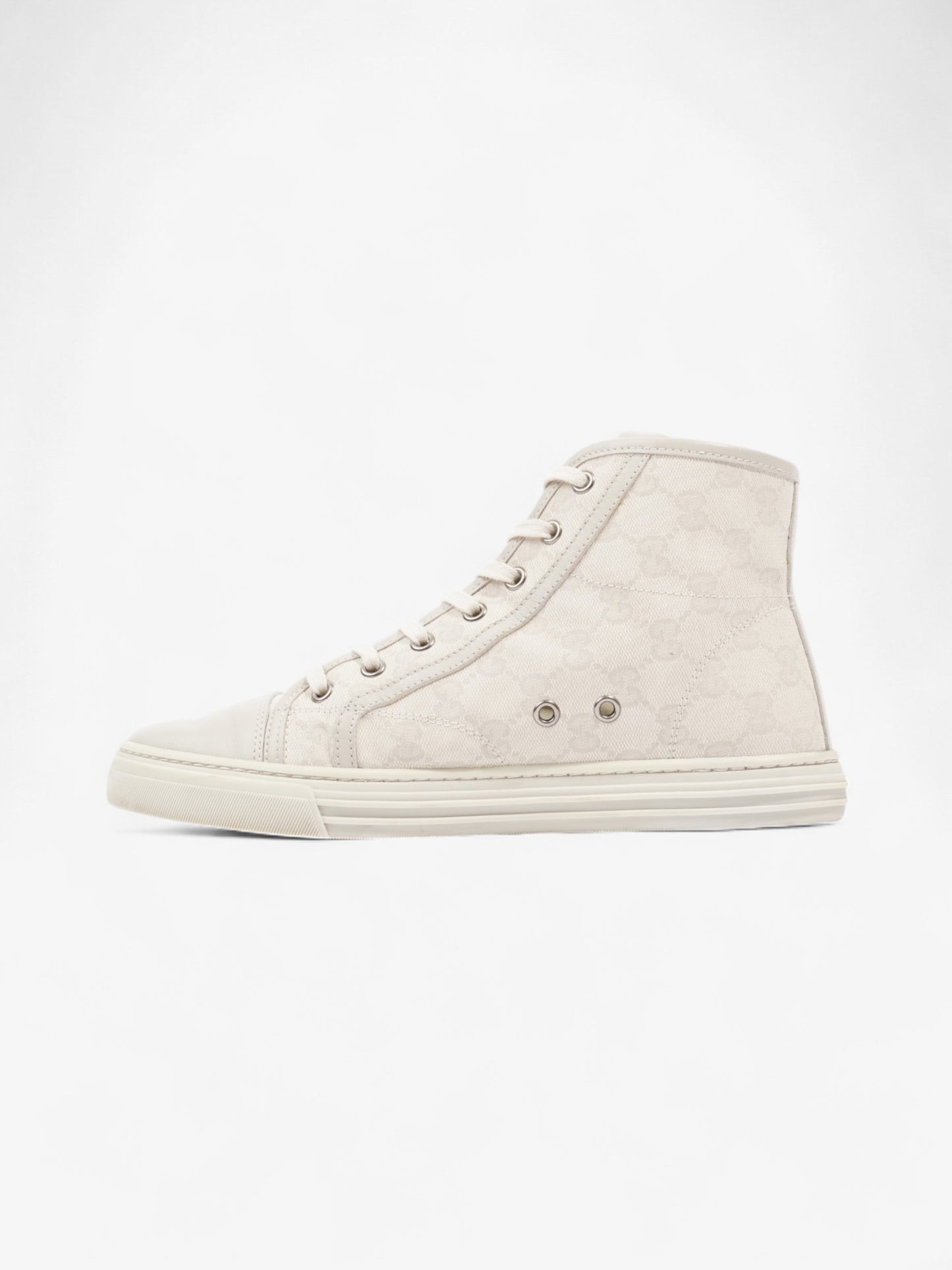 Gucci GG High-Top Sneakers Beige Canvas EU 38.5 UK 5.5
