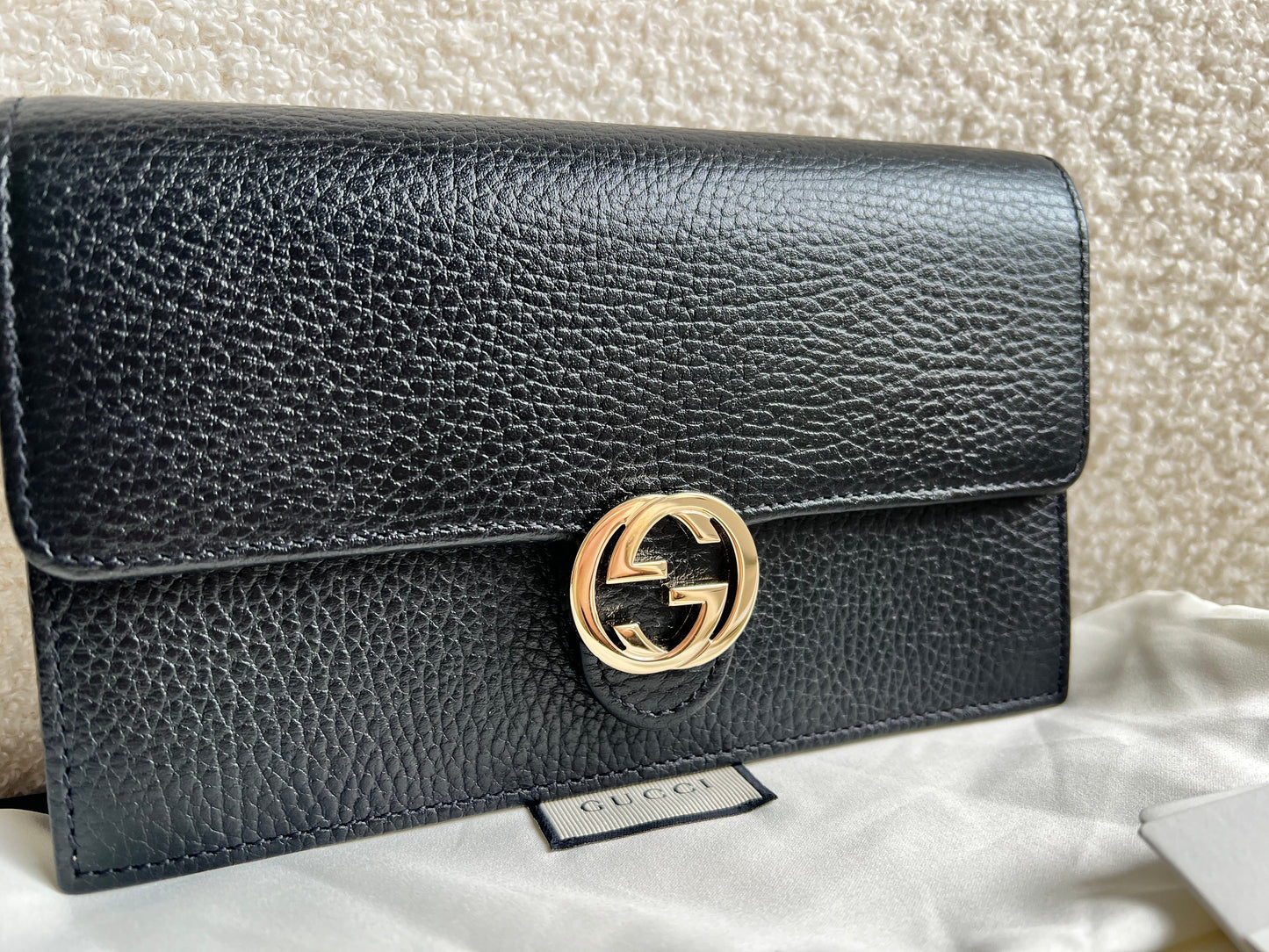 Gucci Black Interlocking GG Chain Wallet