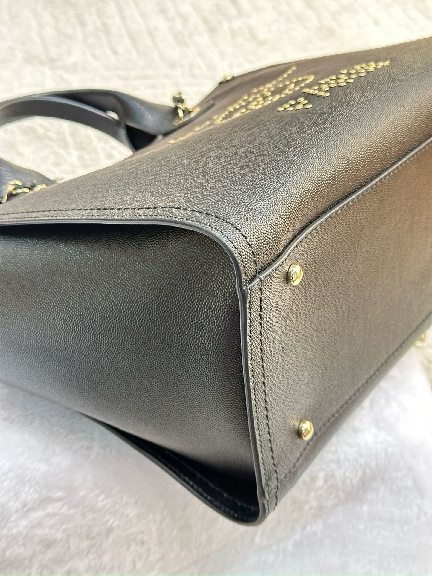Chanel Small Deauville Caviar Tote Studded Black