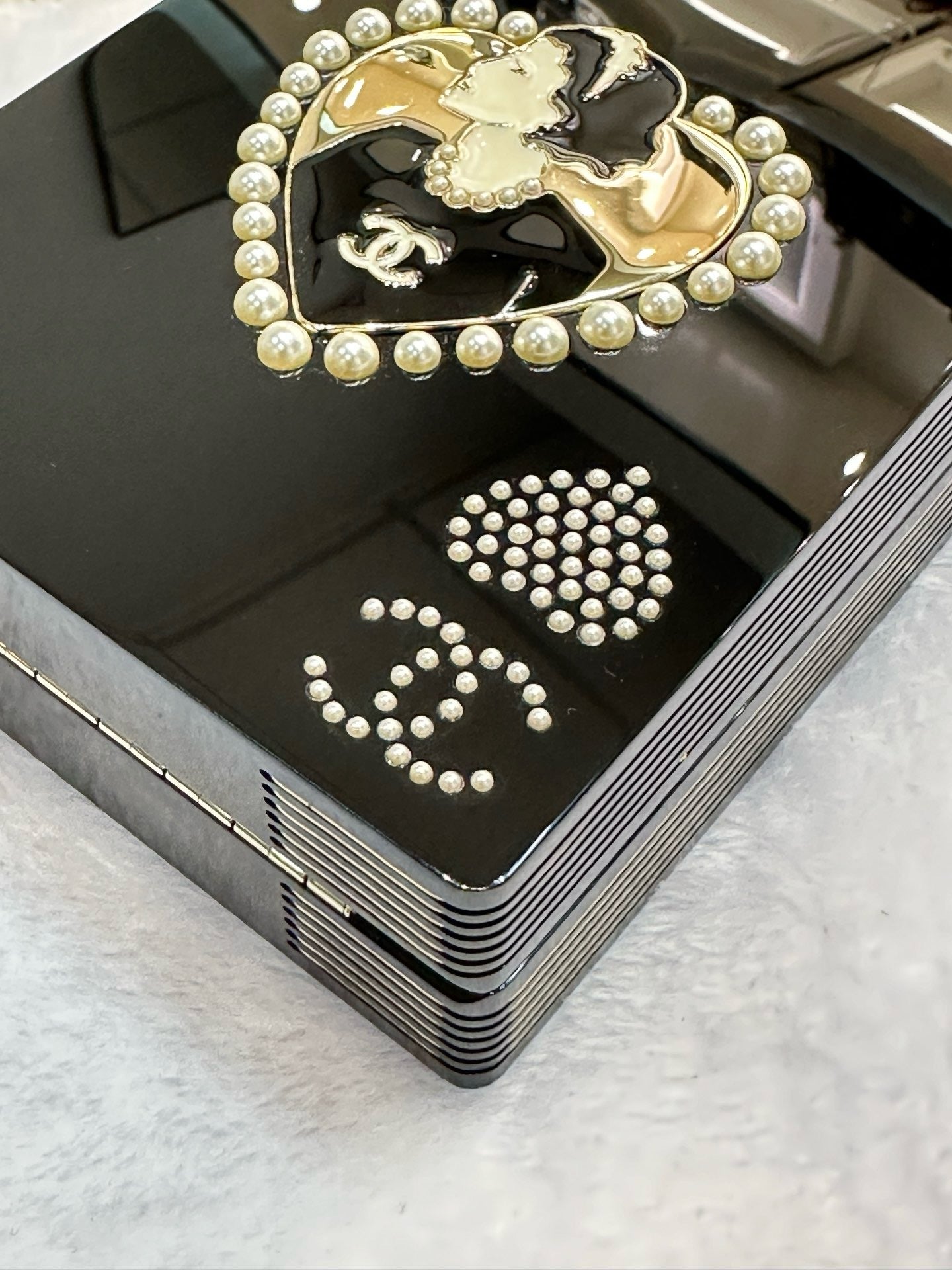 Chanel Plexiglass Pearl Playing Card Casino Minaudiere Clutch Black GHW