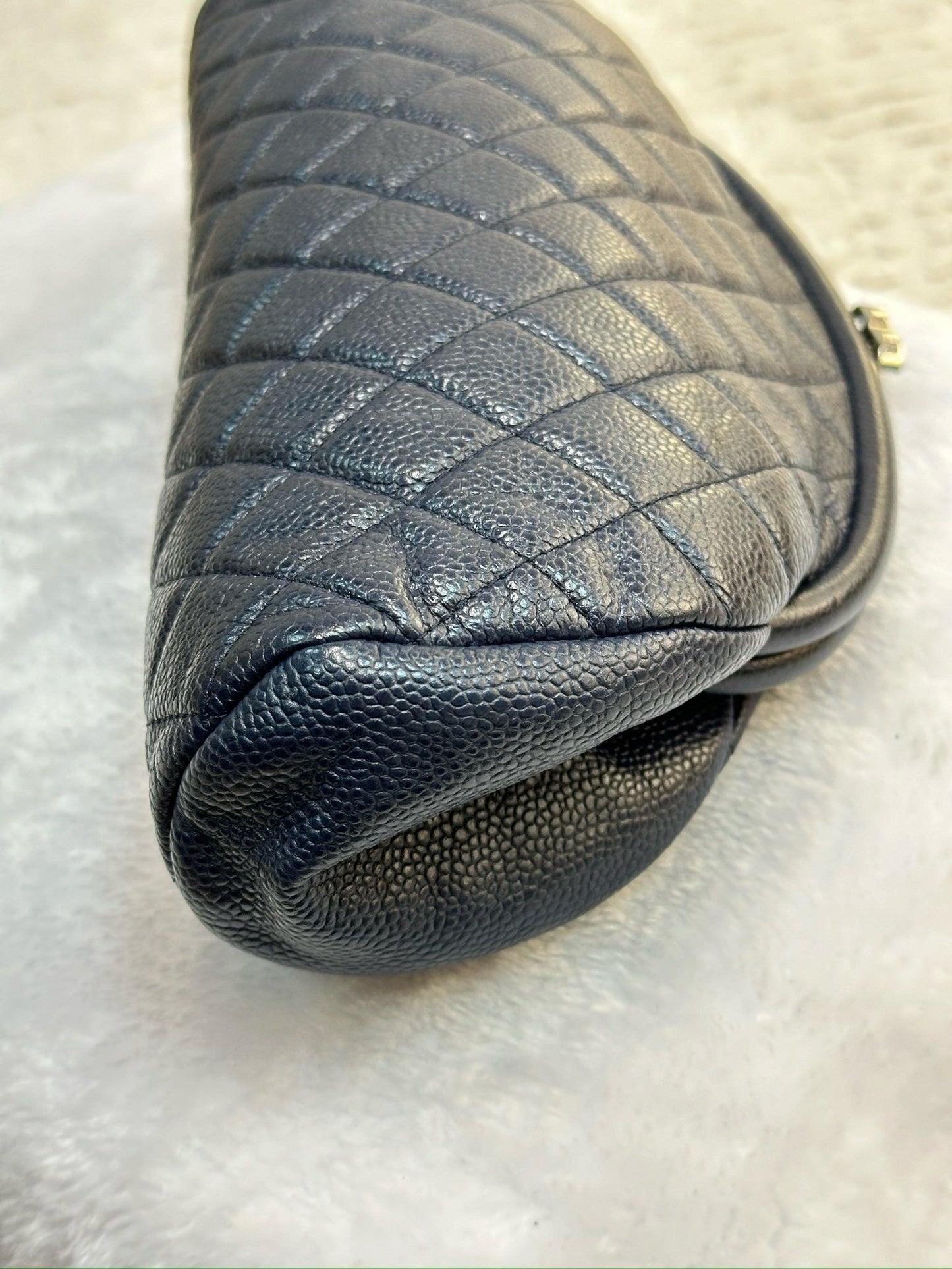 Chanel Quilted Caviar Timeless Clutch Bag Navy Blue SHW