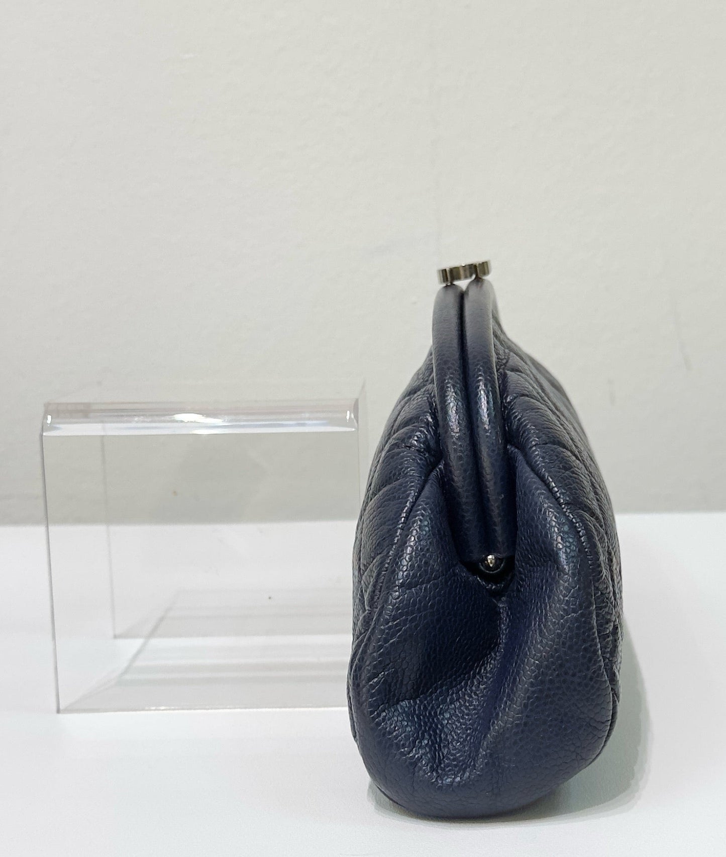 Chanel Quilted Caviar Timeless Clutch Bag Navy Blue SHW