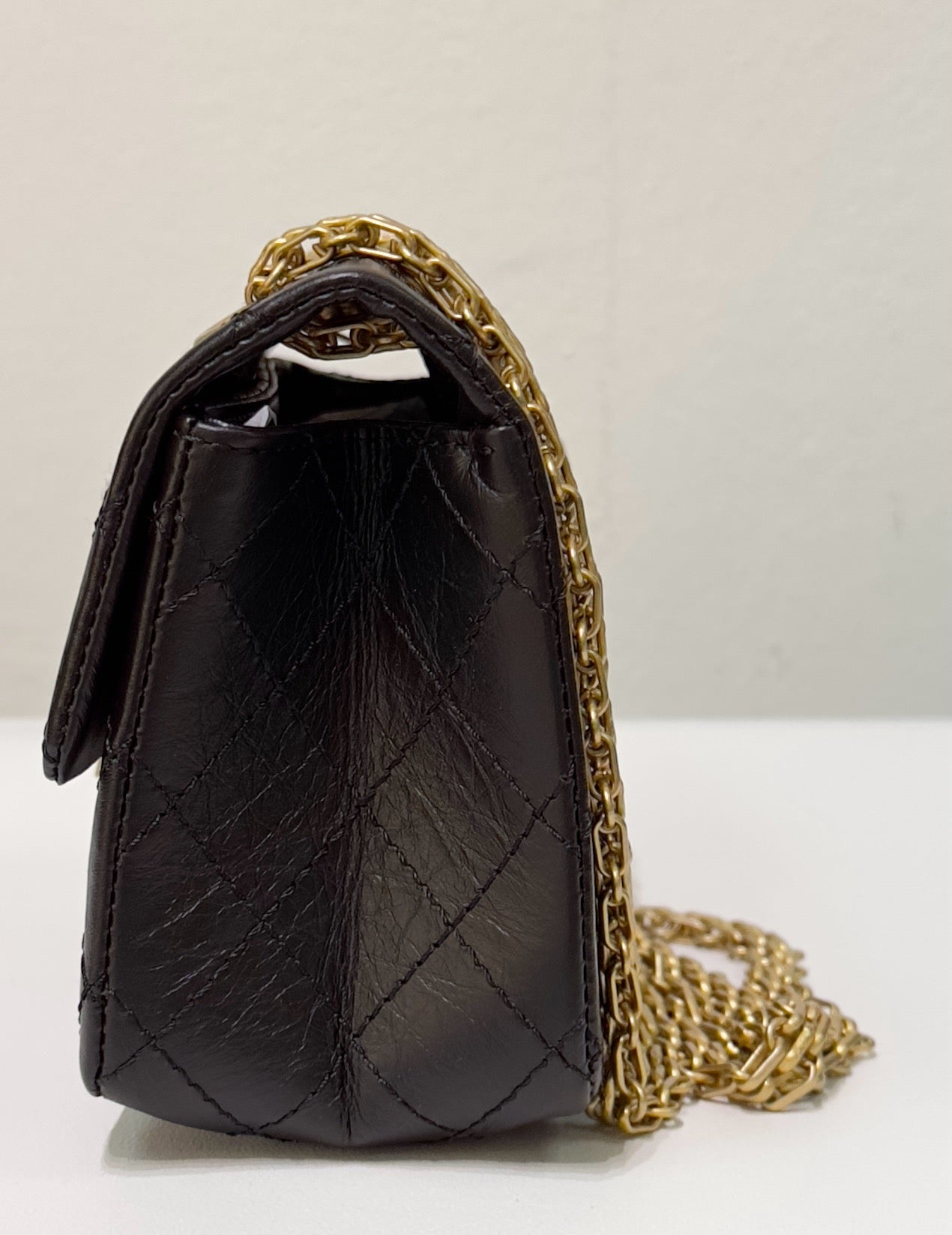 Chanel Mini Aged Calfskin Quilted 2.55 Reissue Flap Black Bag