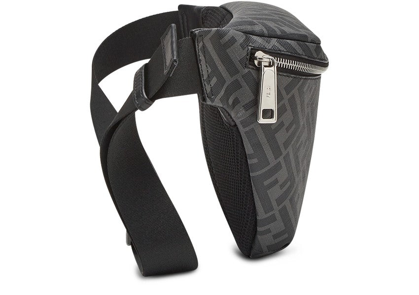 FENDI Black Yellow PVC Leather Waist Pouch