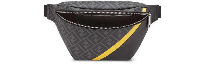 FENDI Black Yellow PVC Leather Waist Pouch
