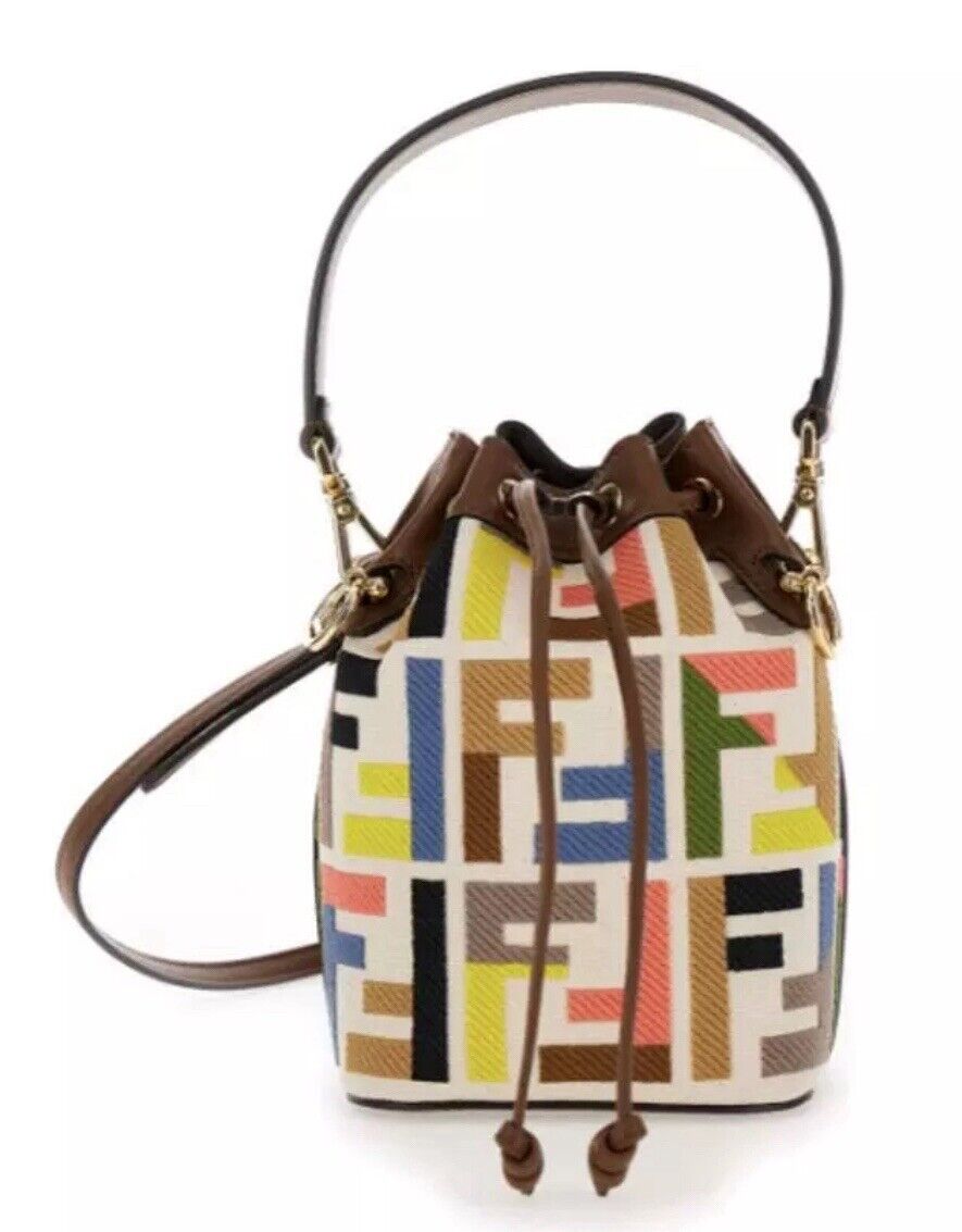FENDI FF MULTICOLOR MINI MON TRÉSOR BUCKET BAG