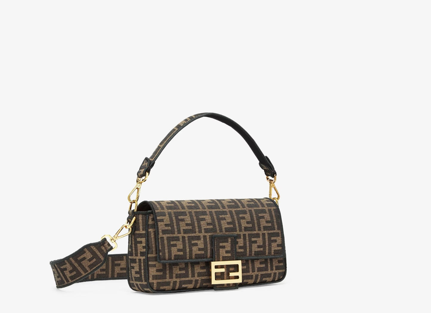 FENDI FF 1974 MEDIUM JACUARD BAGUTTE BAG TOBACCO