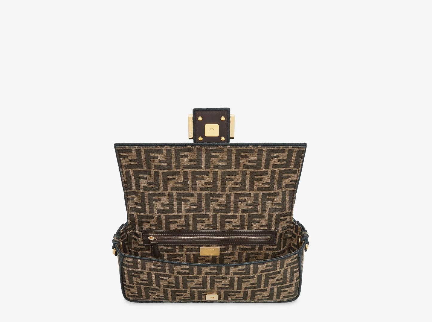 FENDI FF 1974 MEDIUM JACUARD BAGUTTE BAG TOBACCO