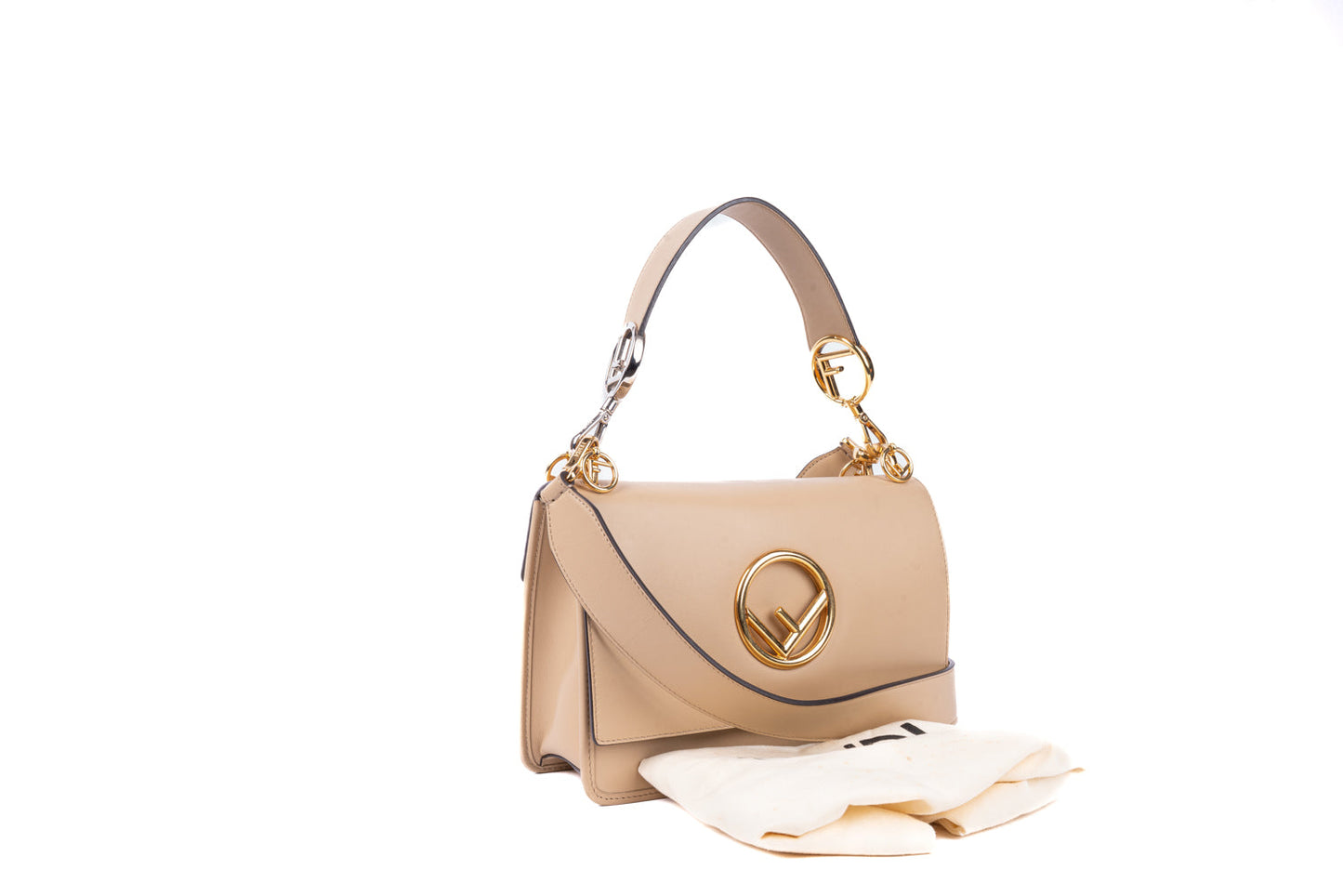 FENDI KAN I SMALL CALFSKIN LEATHER SHOULDER BAG