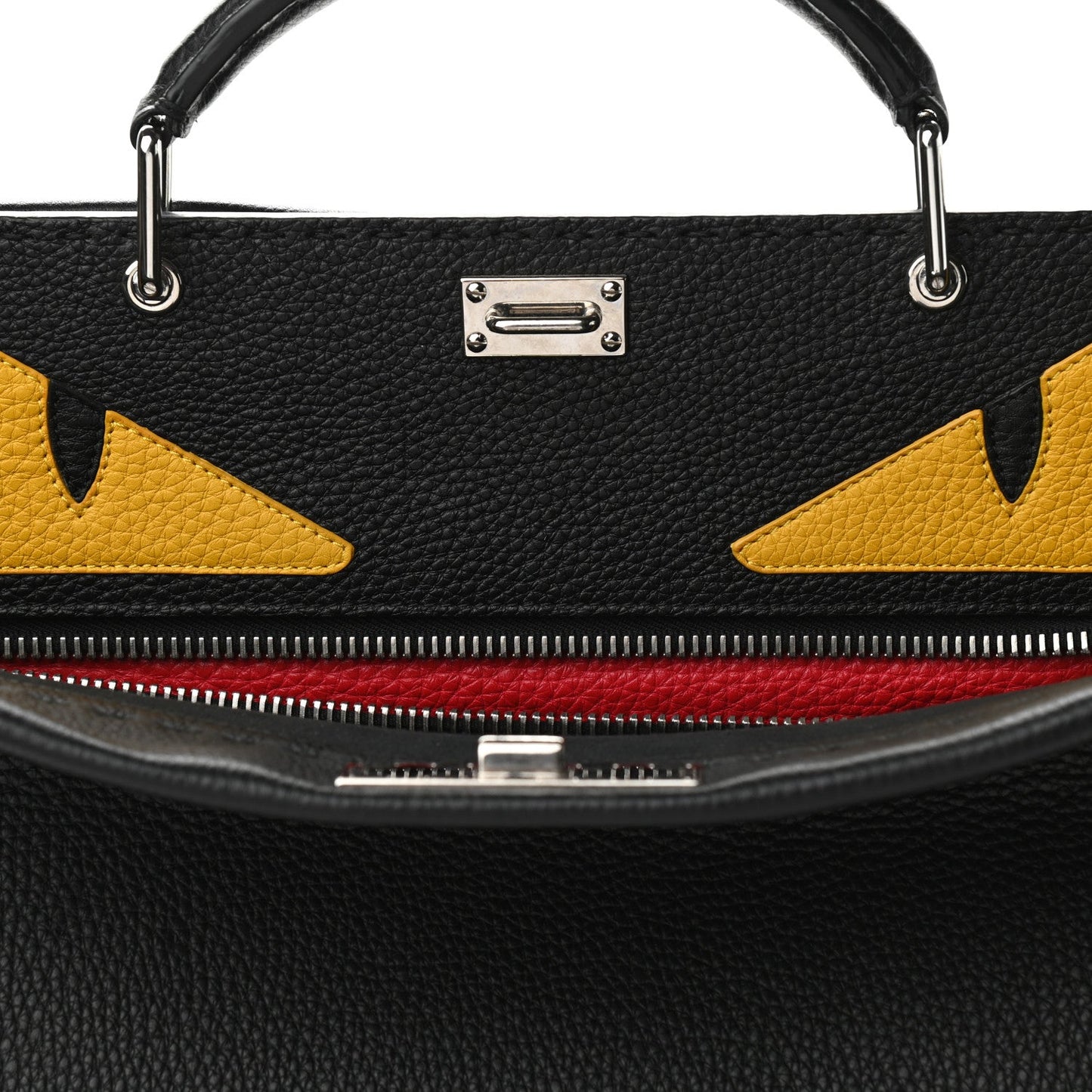 FENDI LARGE SELLERIA MONSTER PEEKABOO CALFSKIN LEATHER BAG