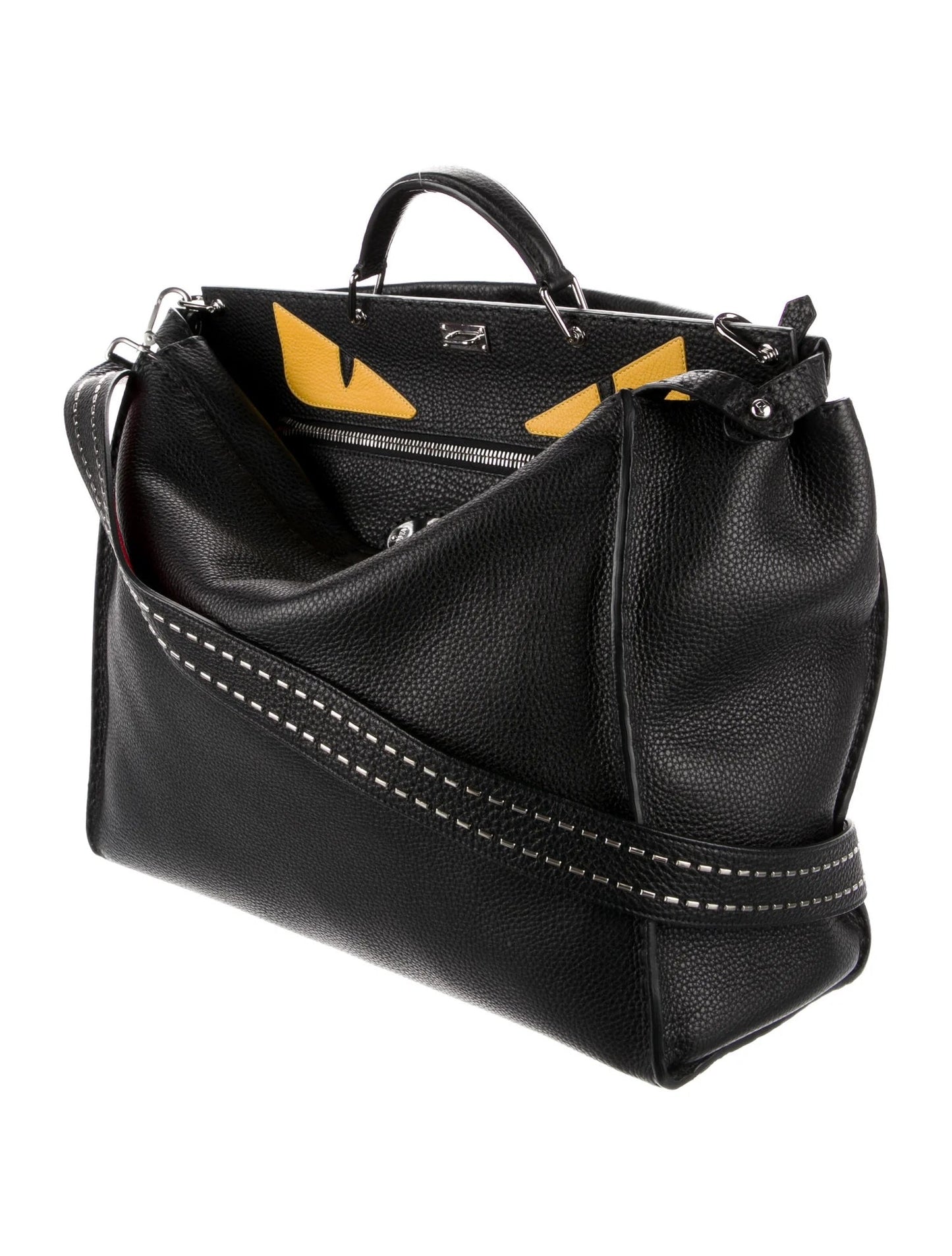 FENDI LARGE SELLERIA MONSTER PEEKABOO CALFSKIN LEATHER BAG