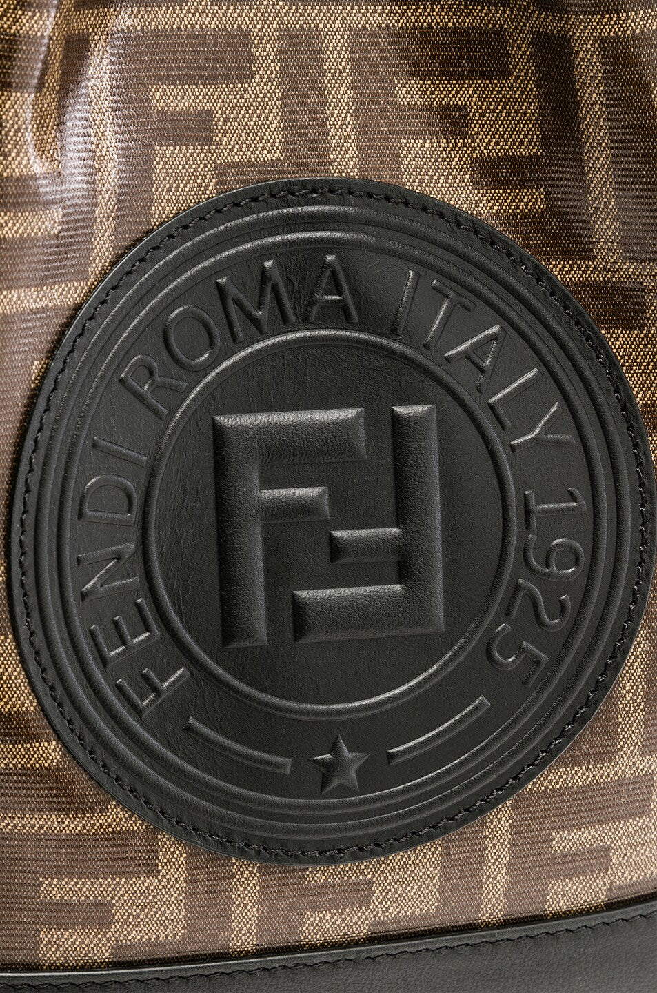 FENDI FF LOGO PRINT EMBLEM MON TRESOR BUCKET BAG